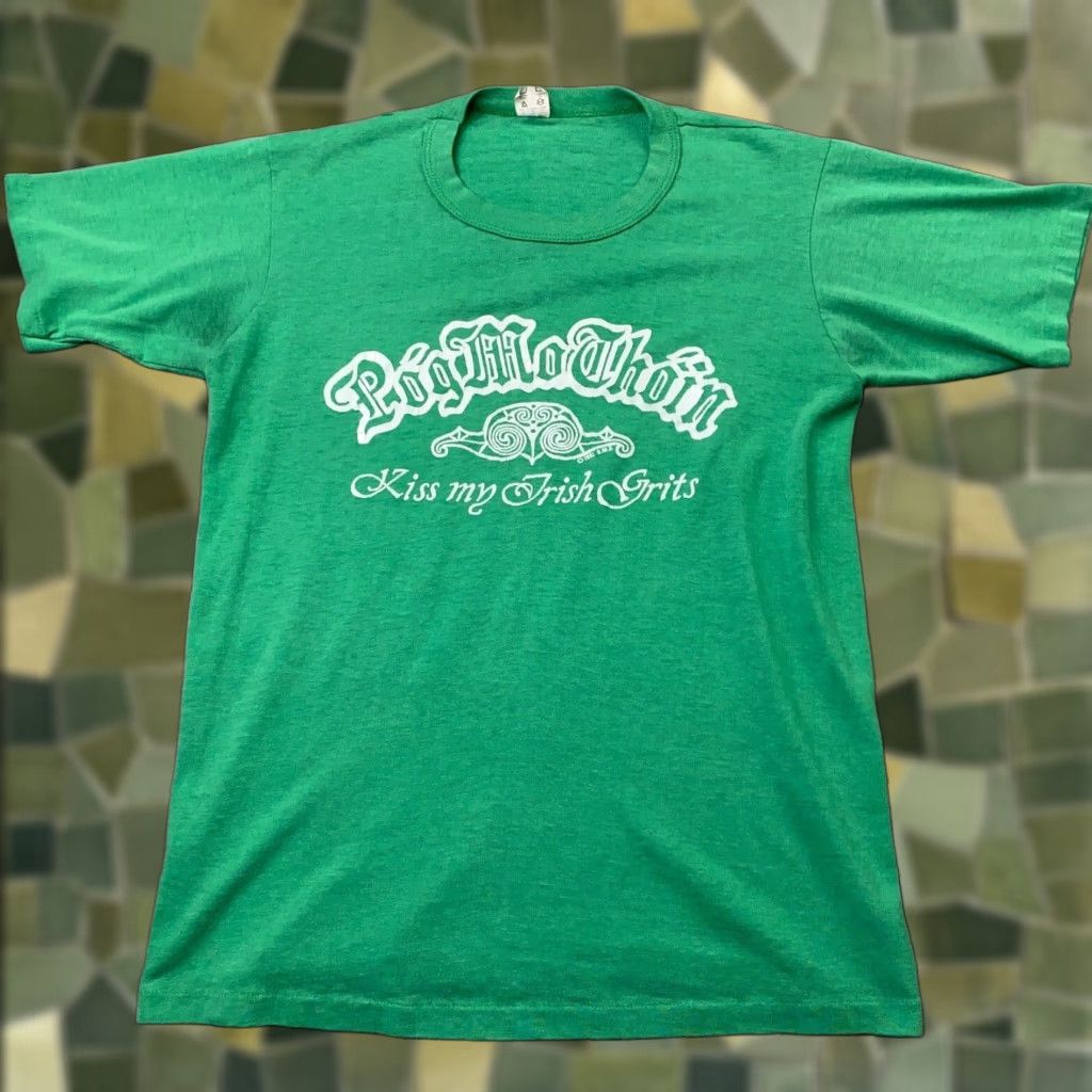 Vintage VINTAGE Advertees Shirt Mens M Green 80s TV Pog Mo Thoin Kiss My Grits Short Sleeve Crew Neck Cotton Polyester Knit T-Shirt Size US M / EU 48-50 / 2 - 1 Thumbnail
