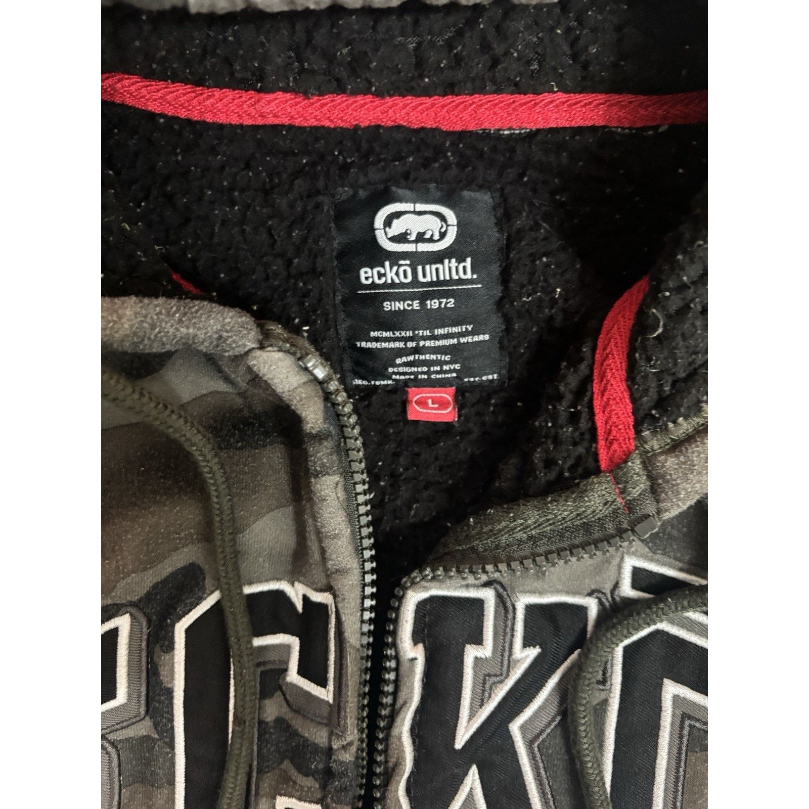 Ecko Unltd. Ecko Unltd XL Camo Sherpa Lined Full Zip Jacket Y2K Heavy Size US XL / EU 56 / 4 - 5 Thumbnail