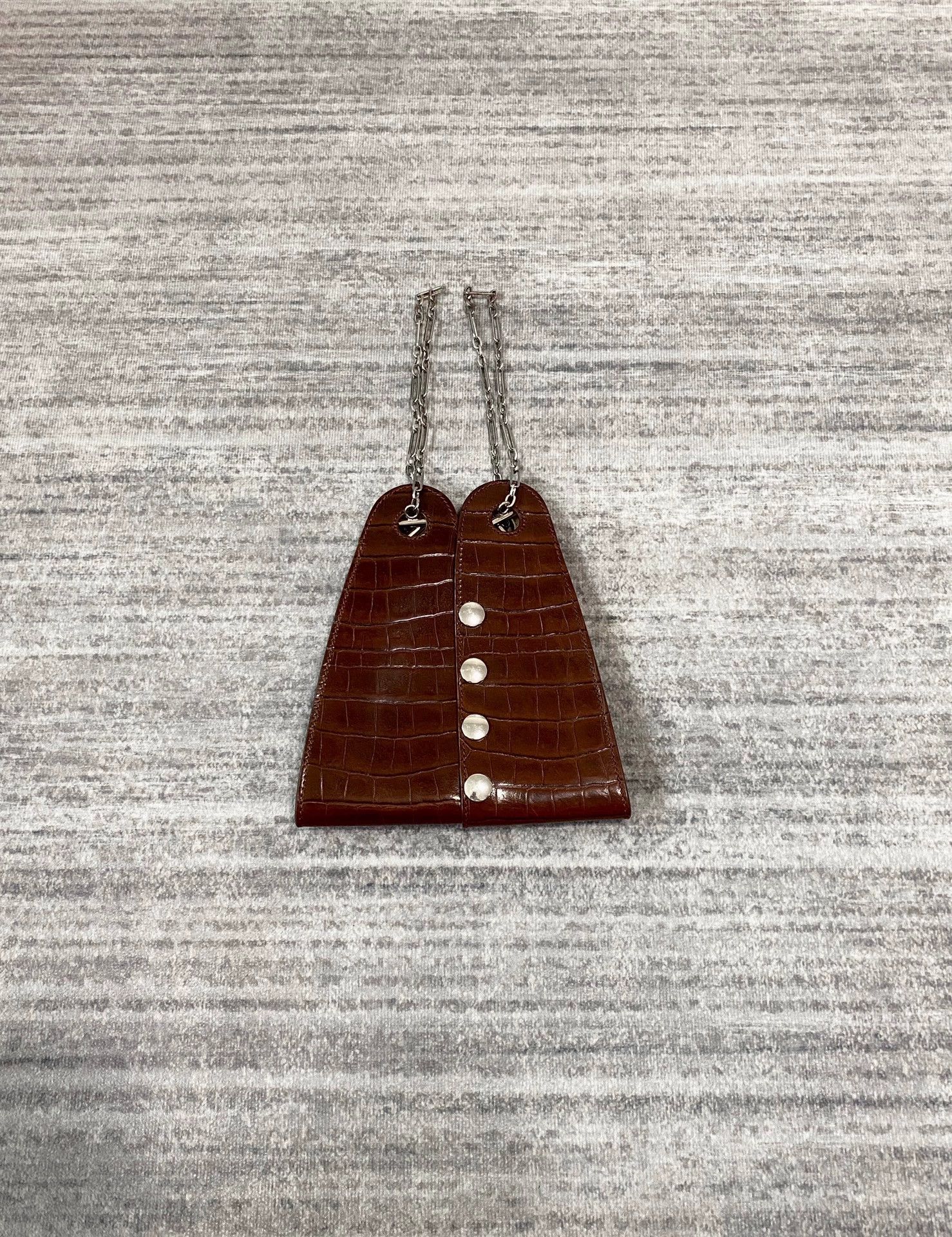 Lemaire Lemaire Crocodile-Embossed Chain Handbag Burgundy Size ONE SIZE - 2 Thumbnail