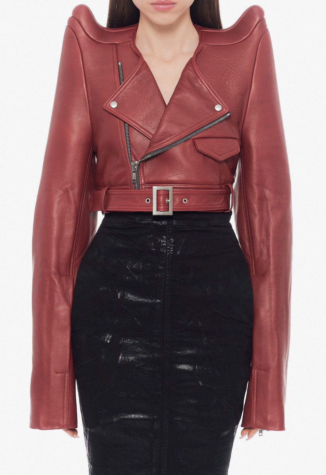 Rick Owens Last Size Rick Owens Tec Micro Cropped Leather Biker Jacket Size S / US 4 / IT 40 - 7 Thumbnail