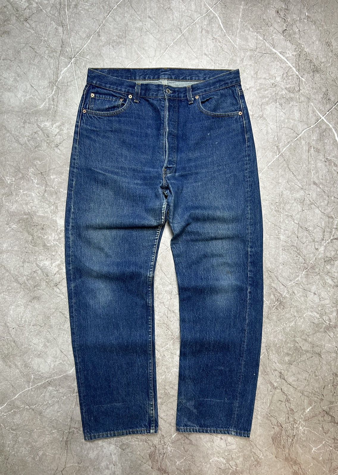 Pre-owned Levis X Vintage 80's Vintage Levi's 501 Made In Usa Distressed Jeans 36x30 In Navy