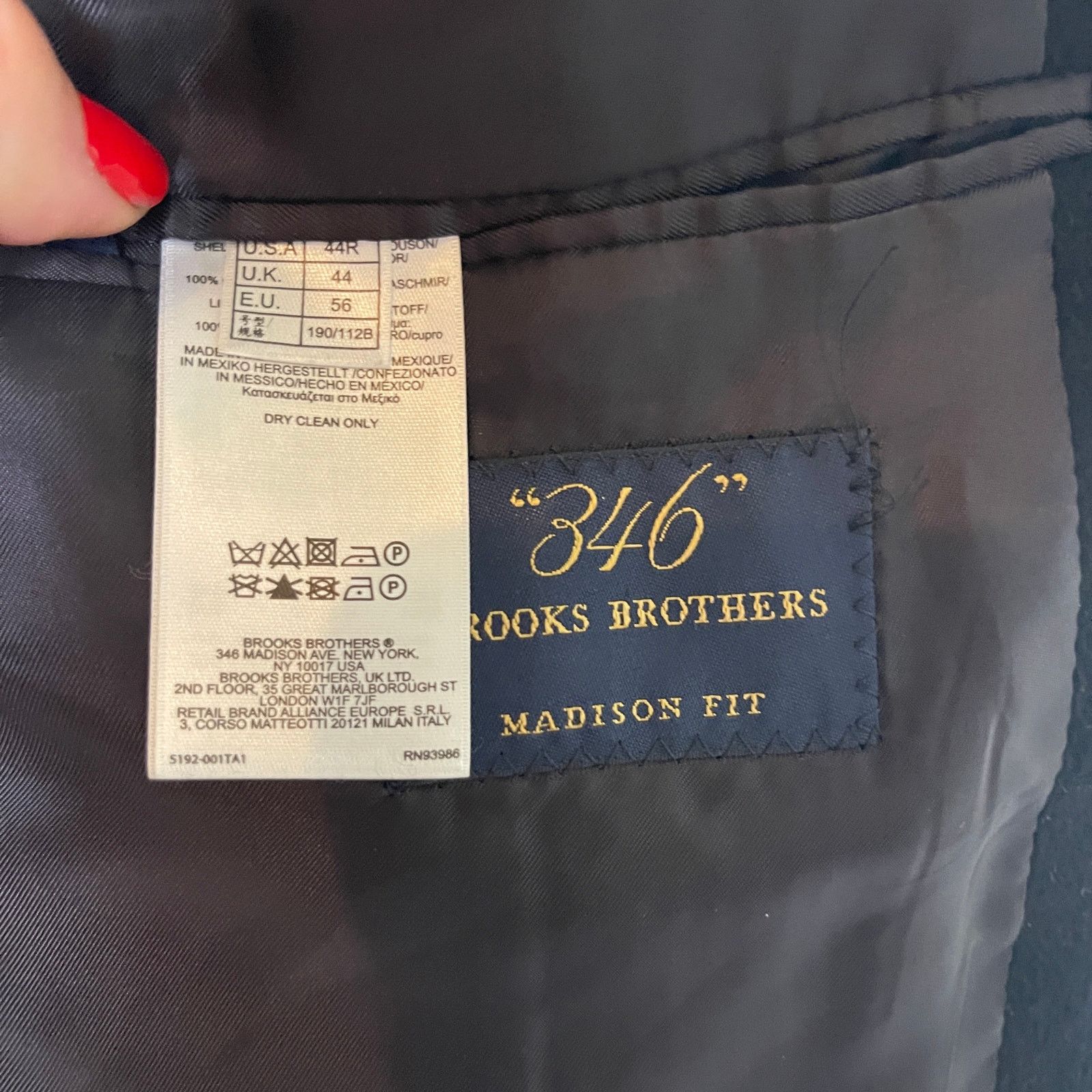 Brooks Brothers Brooks Brother Black 100% Tollegno 1900 Cashmere Blazer 44R Size 44R - 5 Thumbnail