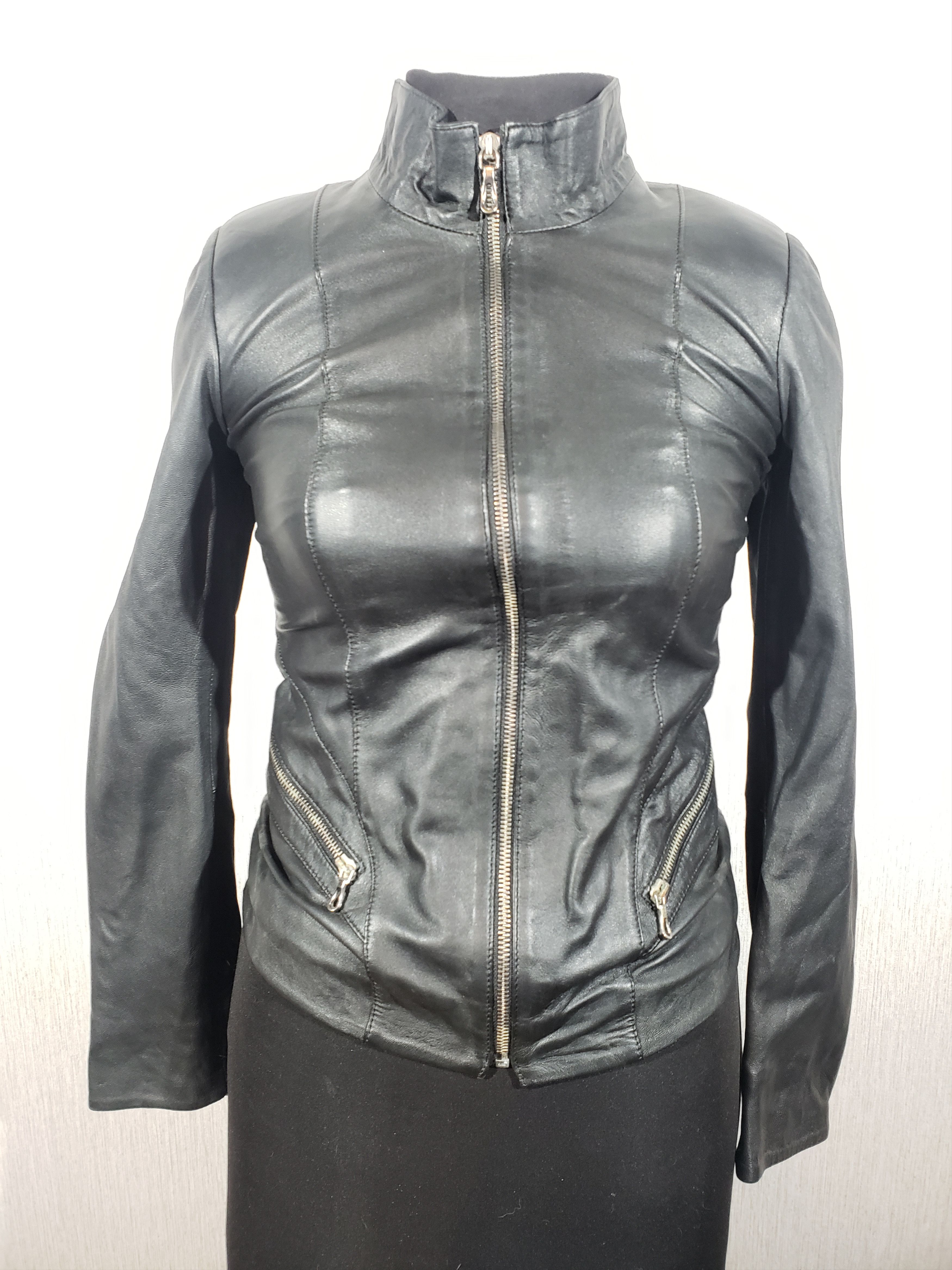 Other Black women's leather sports jacket. Size XS / US 0-2 / IT 36-38 - 1 Thumbnail