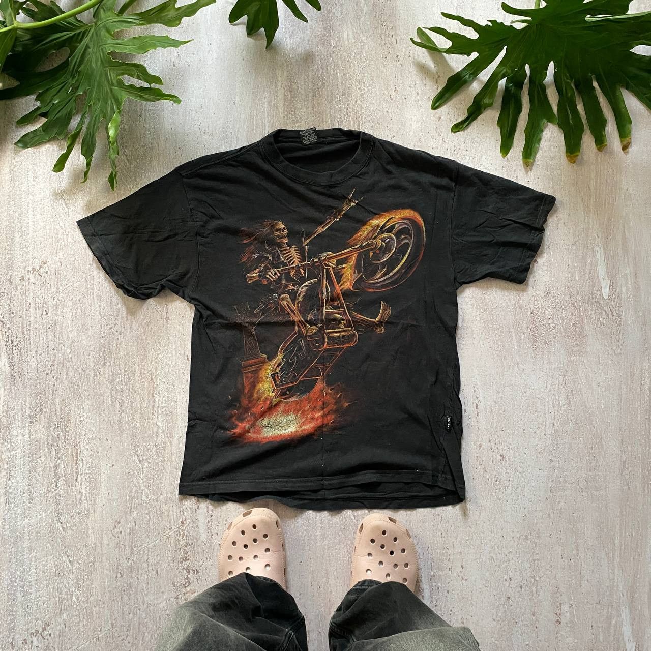 Harley Davidson × Vintage VINTAGE 90S THRASHED AMAZING FADED FLAME BIKER T SHIRT 183 Size US XL / EU 56 / 4 - 1 Thumbnail
