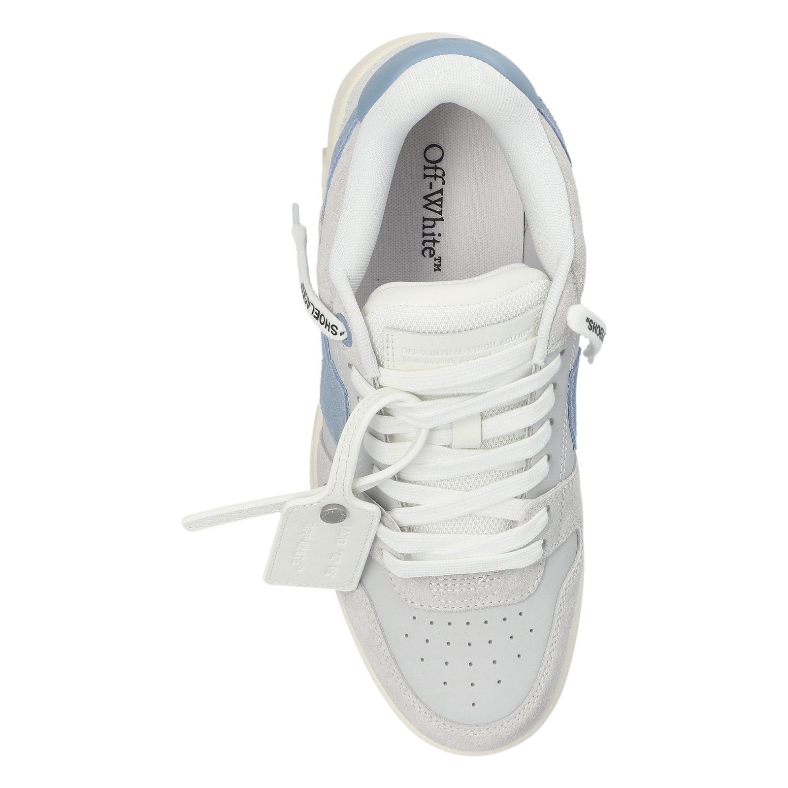 OFF-WHITE Out Of Office Gray Blue Suede Sneakers New & Authe