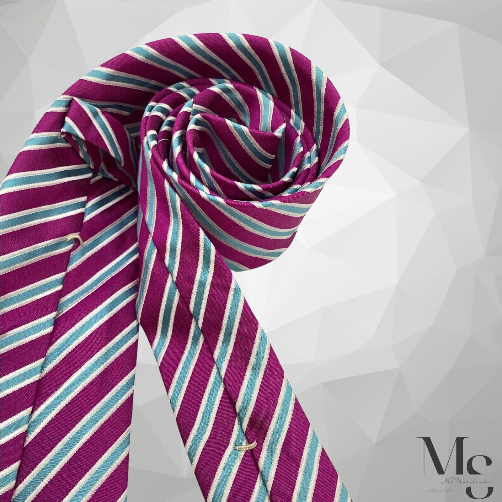 Kiton $200 KITON NAPOLI 7Fold Purple Striped Silk Tie Italy Size ONE SIZE - 5 Thumbnail