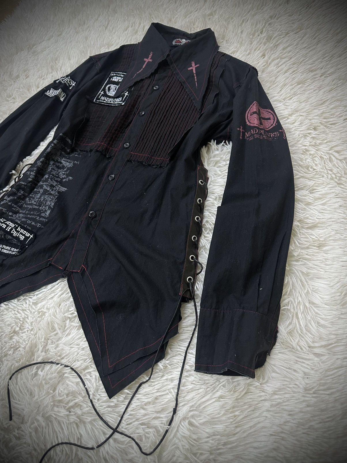 KMRii rare 2000s japanese brand MAD PUNK lace up linen vkei linen Size US M / EU 48-50 / 2 - 3 Thumbnail