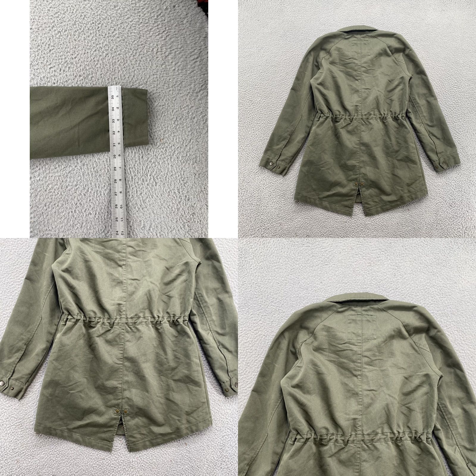 Vintage A New Day Jacket Green Full Zip Roll Tab Snap Up Sleeve Cinch Waist SZ S Womens Front Full Zip Jacket Green Cinch Waist Snaps 90s? Size S / US 4 / IT 40 - 8 Thumbnail