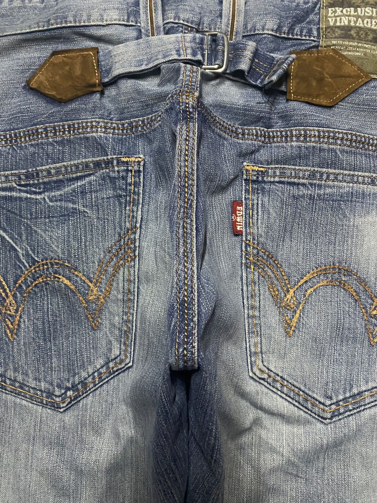 Junya Watanabe Vintage Edwin XVS Faded Wash Thunder Buckle Back Distressed Size US 37 - 11 Thumbnail