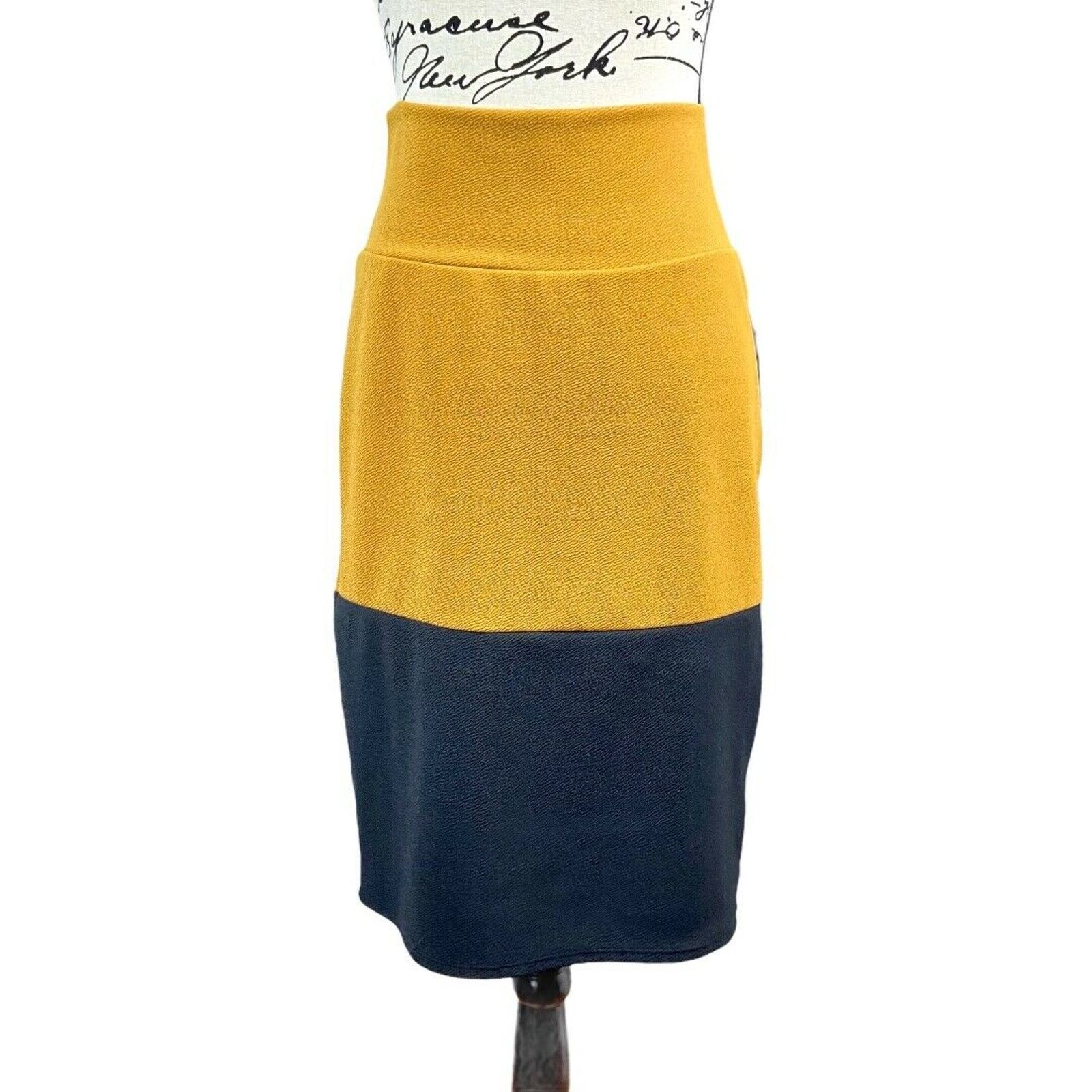 Other LuLaRoe Pencil Skirt Cassie Mustard Black Dipped Colorblock Size 32" / US 10 / IT 46 - 1 Thumbnail