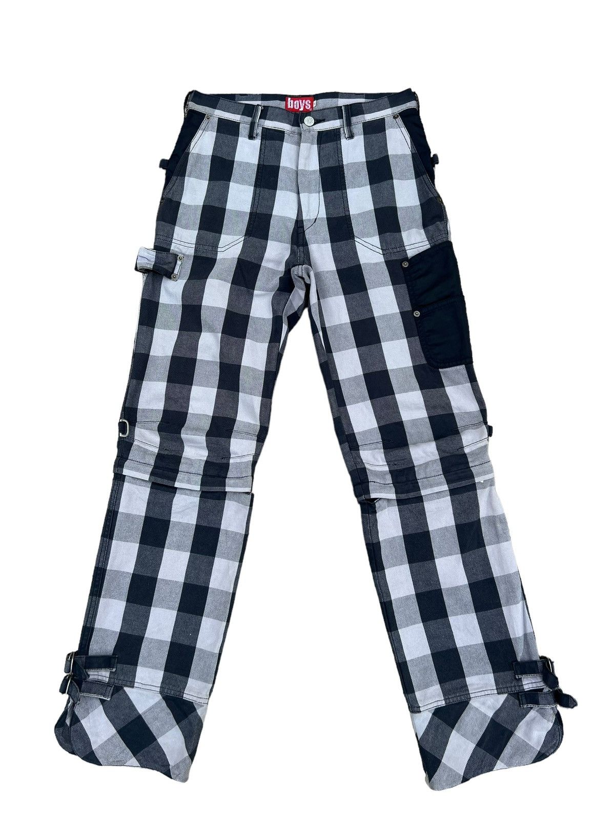 Japanese Brand VTG BATSU BOYS Japan Plaid Check Modular Bondage Trouser Size US 29 - 1 Thumbnail