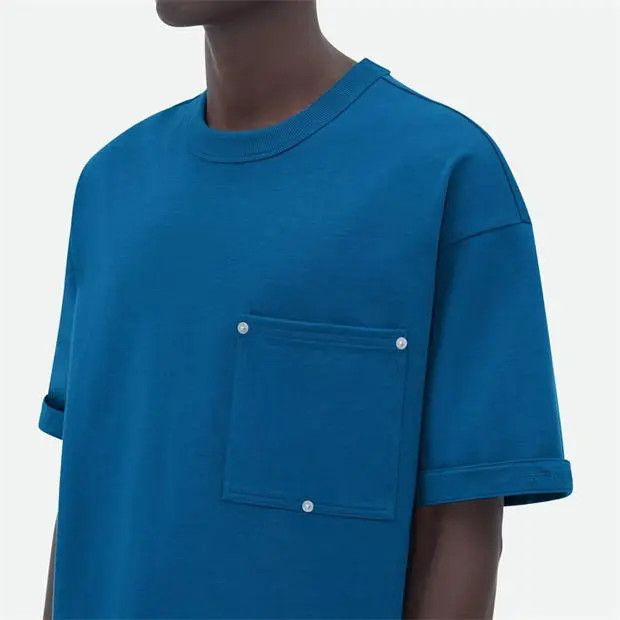 Bottega Veneta o1loc1c0824 745093 Heavy Jersey Relaxed T-Shirt in Blue Size US XL / EU 56 / 4 - 3 Thumbnail