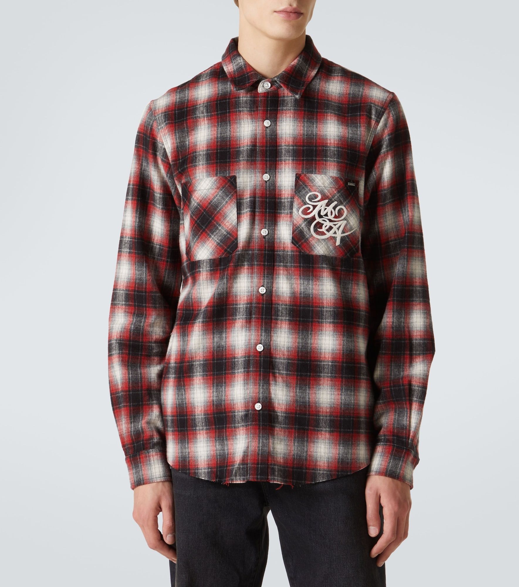 Amiri o1orln1025 Swirl Checked Cotton Flannel Shirt in Multicolor Size US XL / EU 56 / 4 - 3 Thumbnail