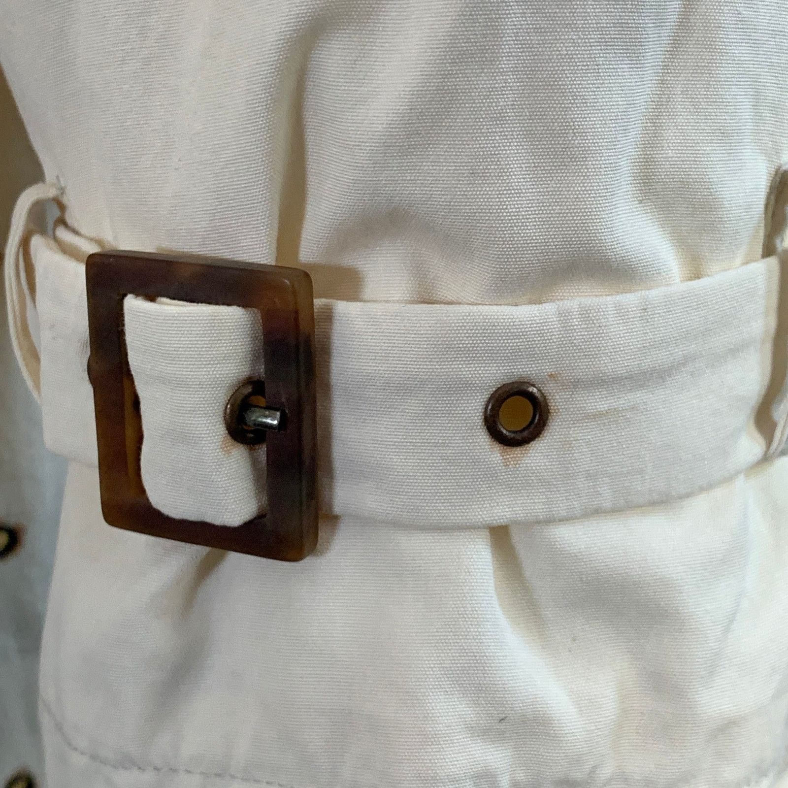 Giorgio Armani Vintage Size L Cream Cotton Oversized Belted Trenchcoat Size US L / EU 52-54 / 3 - 6 Thumbnail
