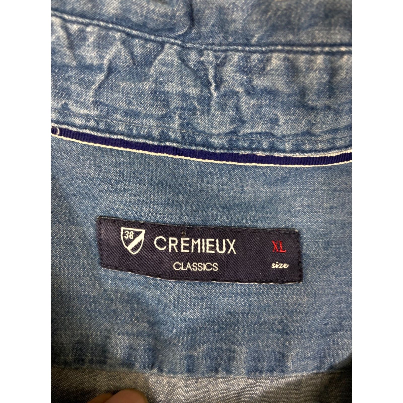 Cremieux Cremieux Classics Denim Button Down Shirt Mens XL Blue Cotton Short Sleeve Size US XL / EU 56 / 4 - 6 Thumbnail