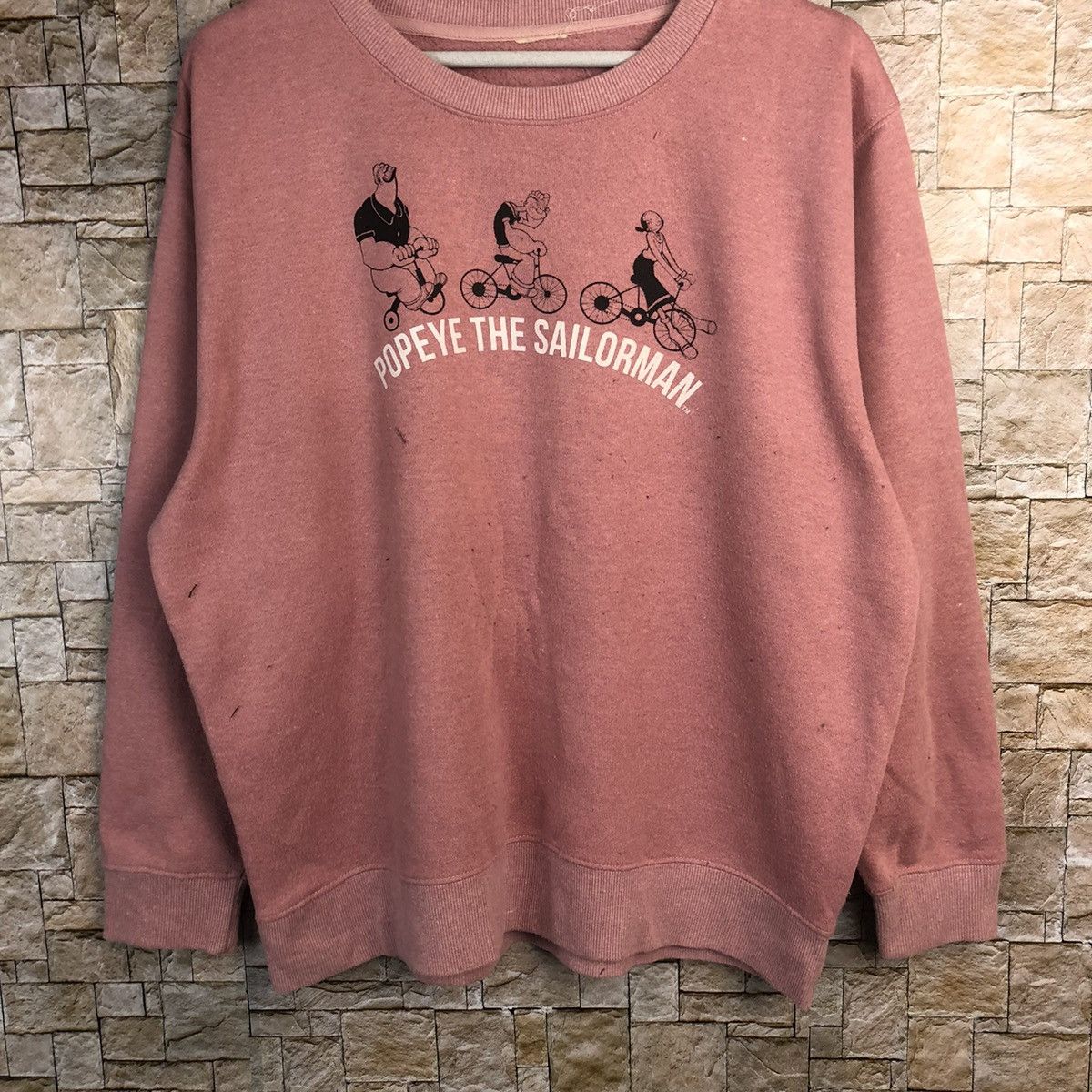 Disney × Japanese Brand Popeye The Sailmon Pink vintage cartoon Sweatshirt #A197 Size US L / EU 52-54 / 3 - 3 Thumbnail