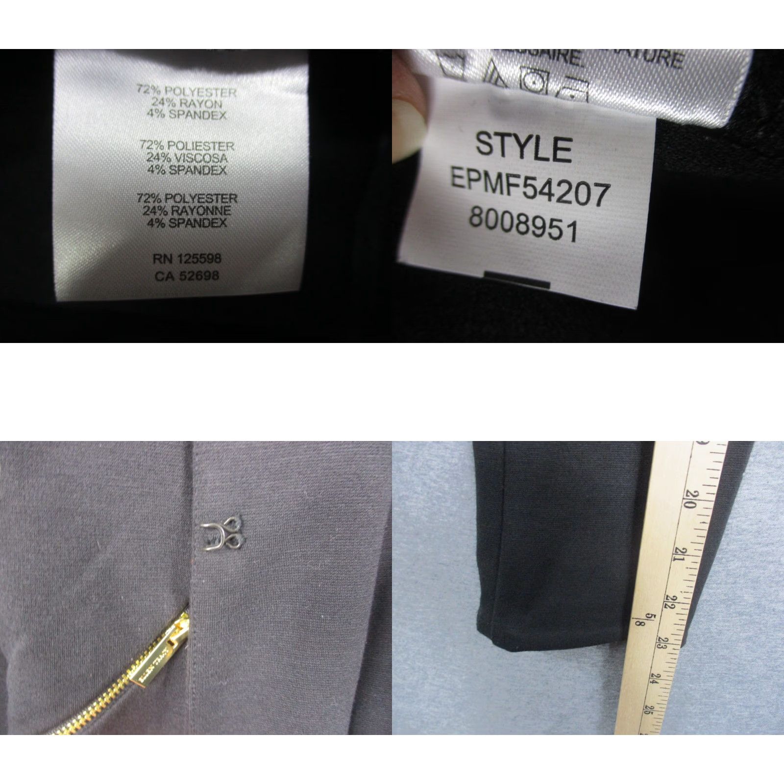 Ellen Tracy Ellen Tracy Women Blazer Jacket Black Large Zipper Pockets Gold Accents Size L / US 10 / IT 46 - 8 Thumbnail