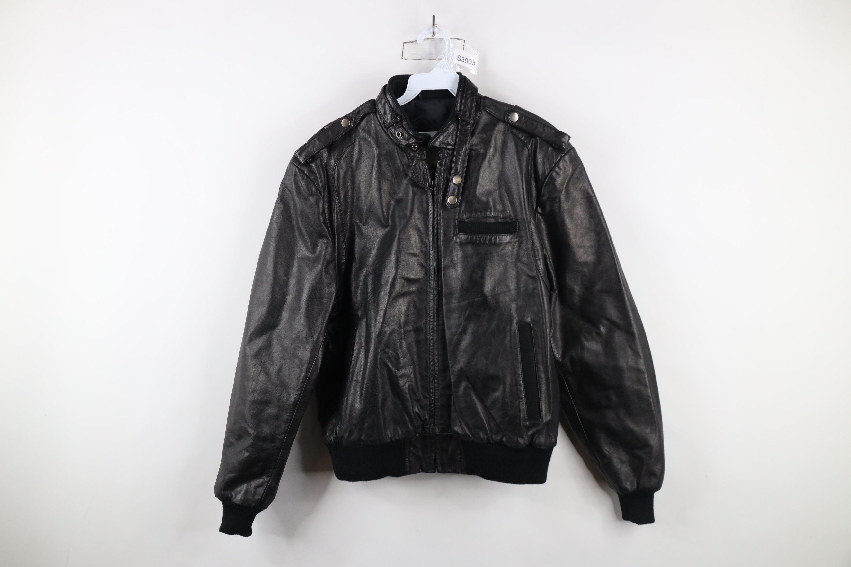 Vintage Vintage 70s 80s Streetwear Leather Cafe Racer Bomber Jacket Size US L / EU 52-54 / 3 - 1 Thumbnail