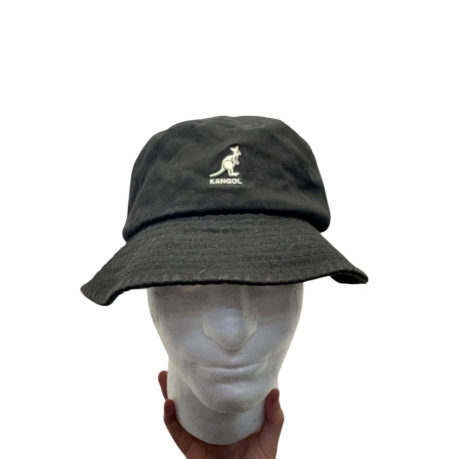 Kangol VINTAGE Kangol Black Bucket Hat Mens M Cotton Casual Style 9216 Kangaroo Logo Embroidered Black Hat Mens M Size ONE SIZE - 2 Thumbnail