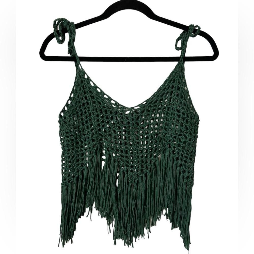 Designer Anthropologie l Shoulder Tie Crochet Vest OS Size ONE SIZE - 3 Thumbnail