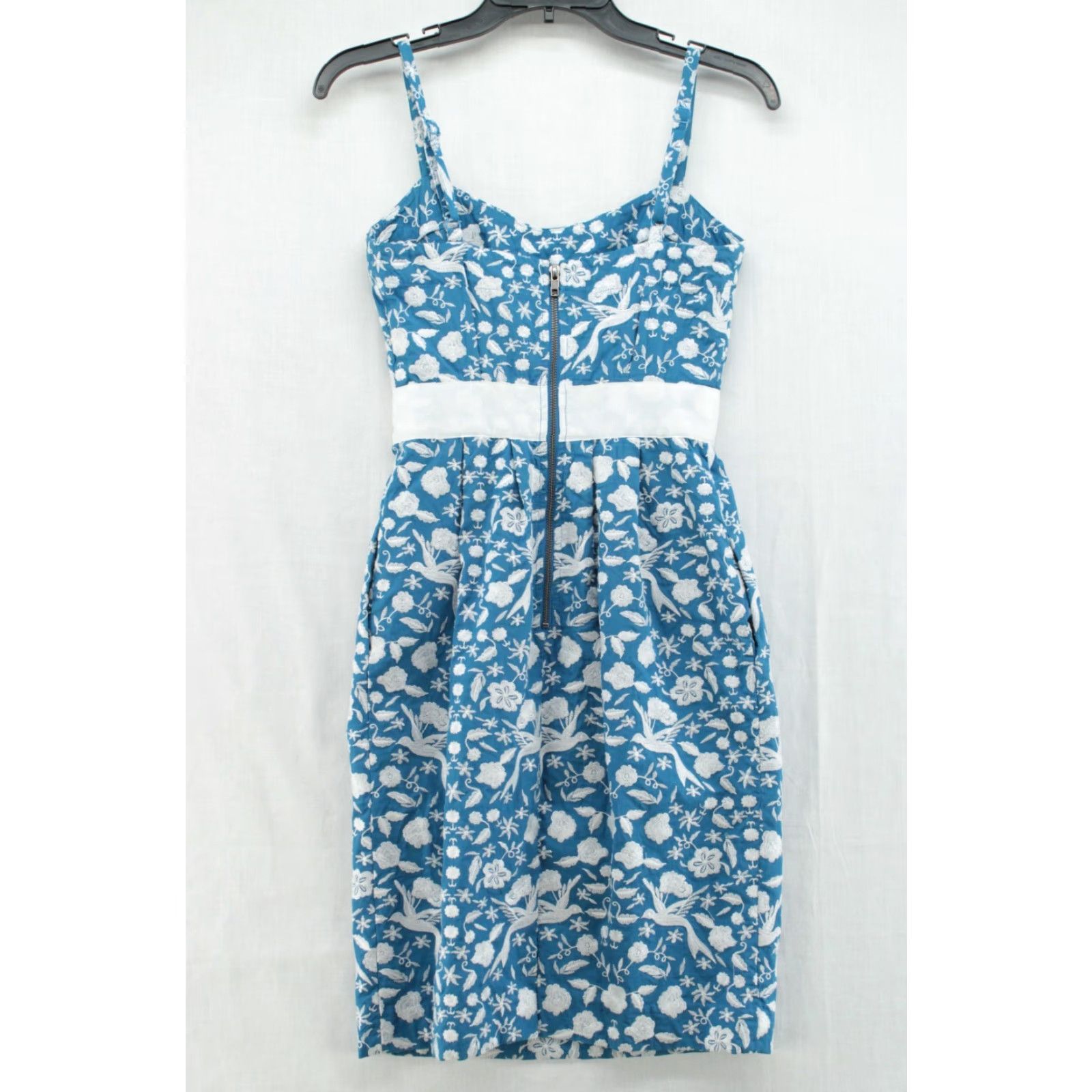 Betsey Johnson Betsey Johnson Midi Dress Womens Size 0 Blue White Embroidered Doves Floral Size XS / US 0-2 / IT 36-38 - 4 Thumbnail