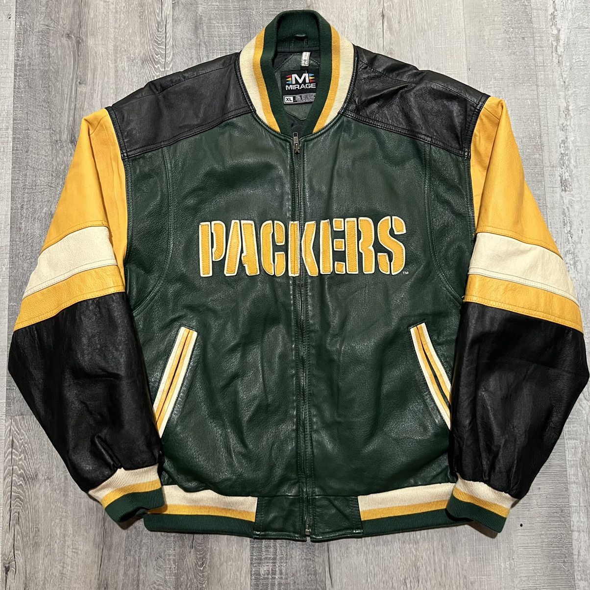Vintage 1990's NFL Green Bay Packers Leather Varsity | Depop