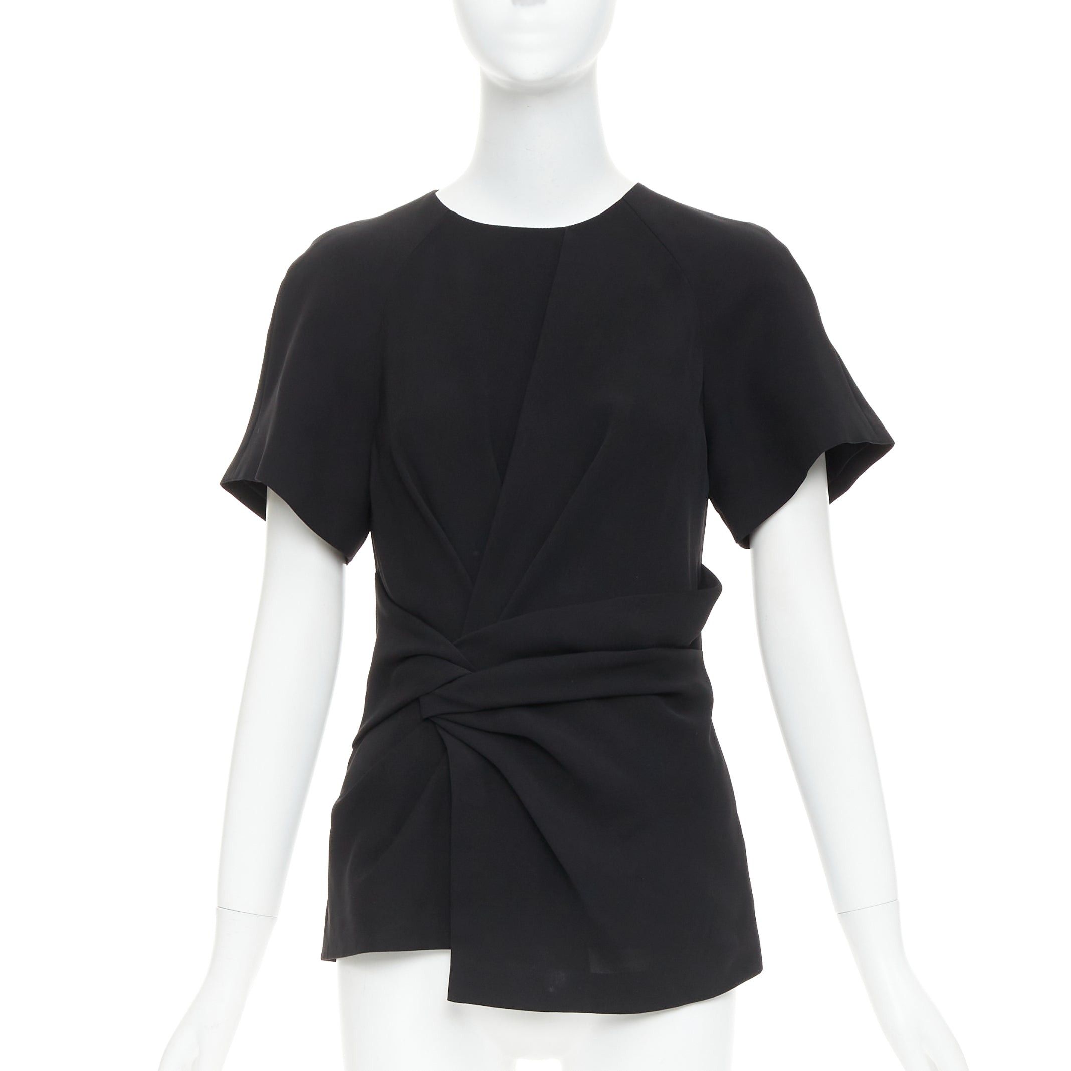 Alexander Wang ALEXANDER WANG black drape knot front raglan crew neck top US2 S Size S / US 4 / IT 40 - 1 Thumbnail