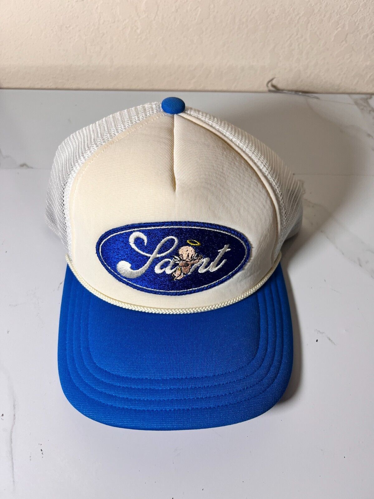 SAINT Mxxxxxxキャップ M ホワイト/ブルー セントマイケル SAINT