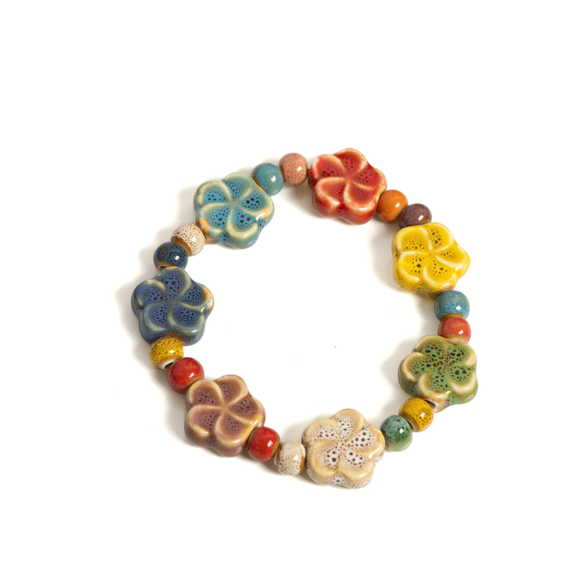 Handmade Flower Ceramic Bracelet Handmade Jewelry Gift For Her Size ONE SIZE - 3 Thumbnail