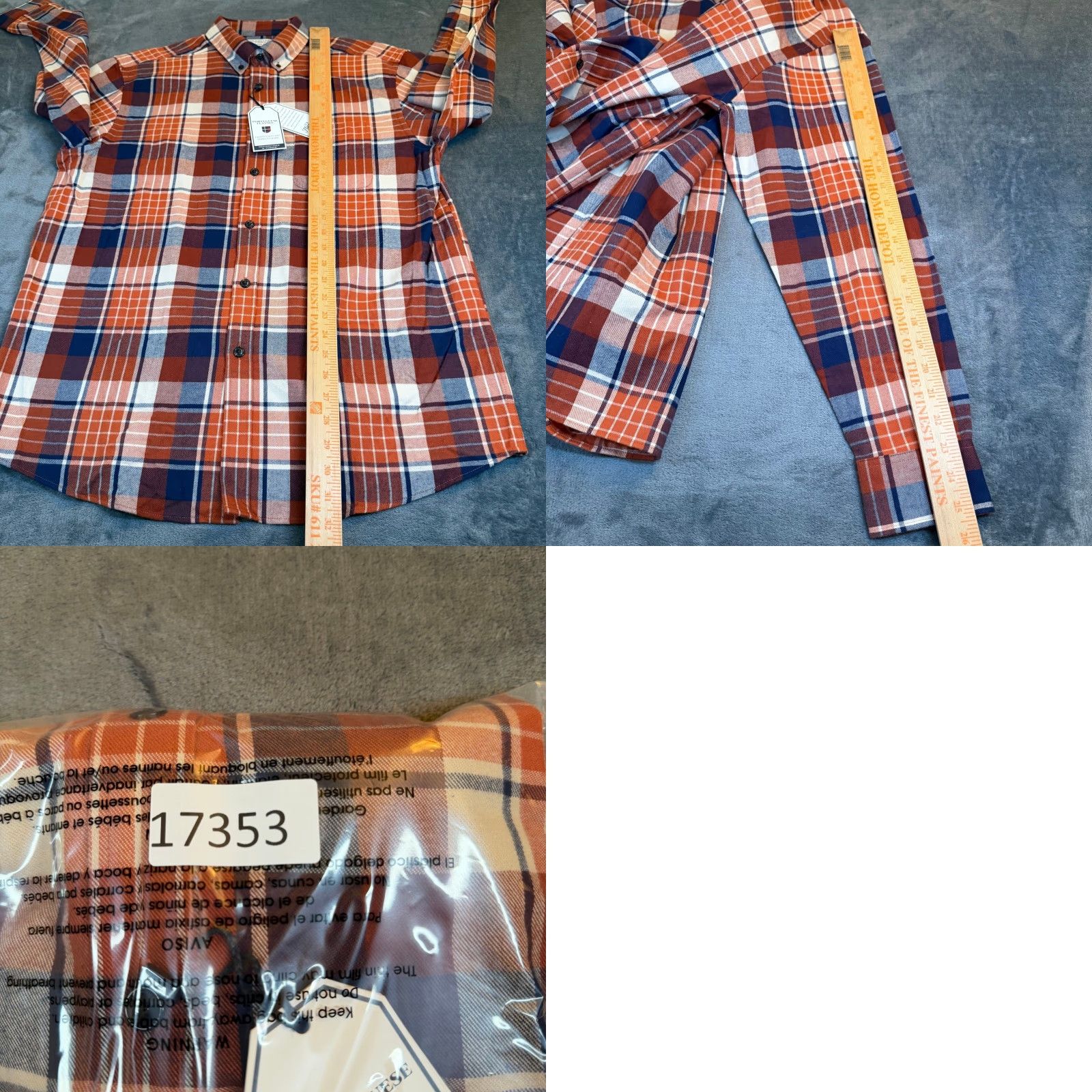 Roundtree & Yorke VINTAGE Roundtree & Yorke Shirt Plaid Orange Navy Mens L NWT Size US L / EU 52-54 / 3 - 8 Thumbnail