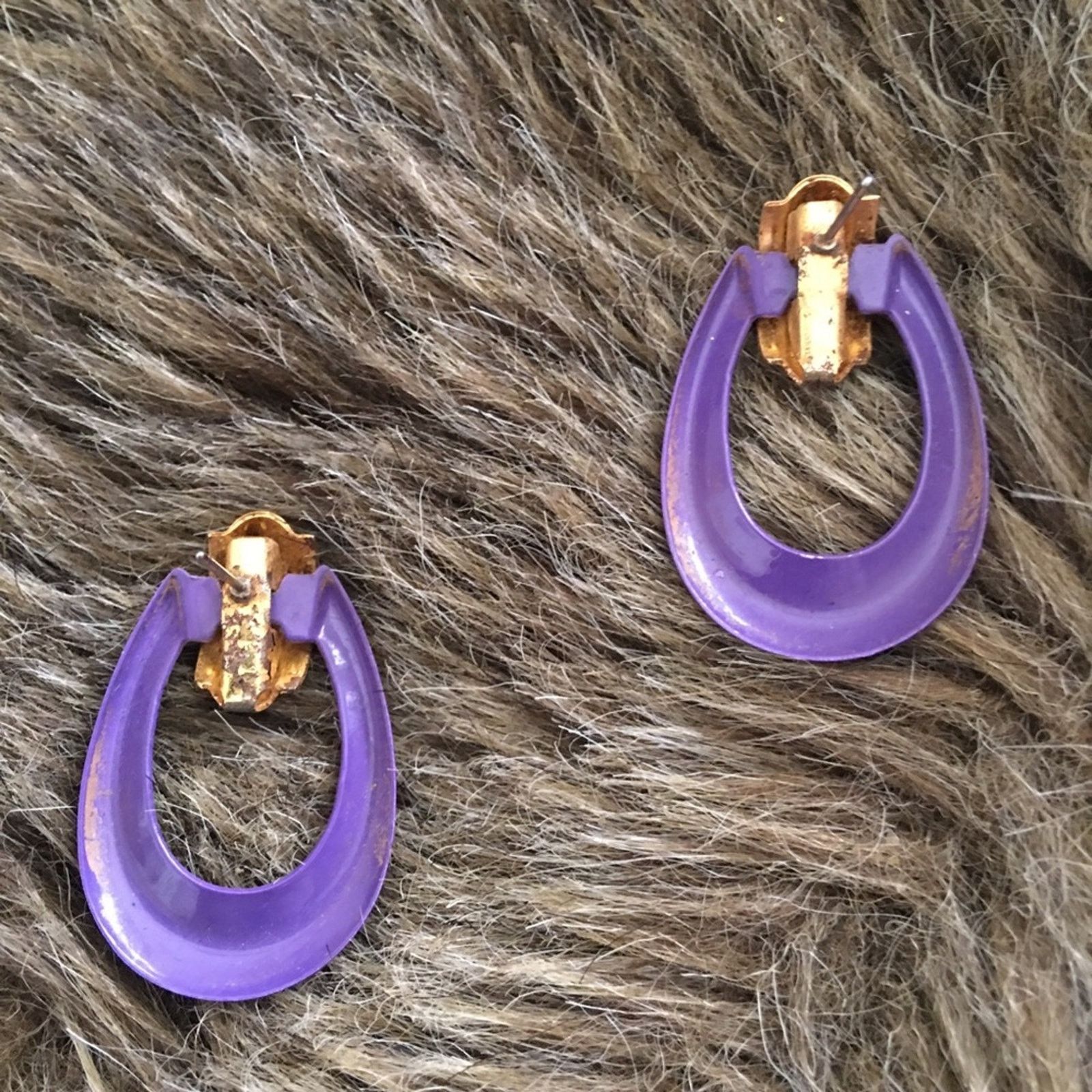 Vintage Vintage 80s purple and gold pierced earrings Size ONE SIZE - 3 Thumbnail