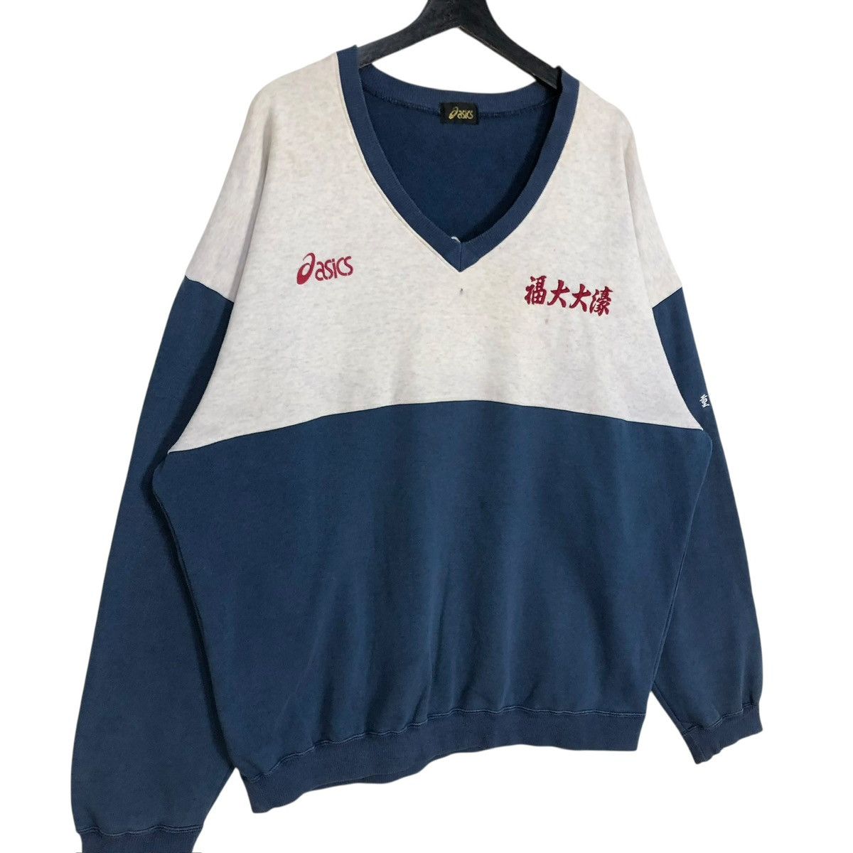 Asics Vintage 90s Asics Brand Sportwear Sweatshirt Sweater V Neck Size US L / EU 52-54 / 3 - 3 Thumbnail