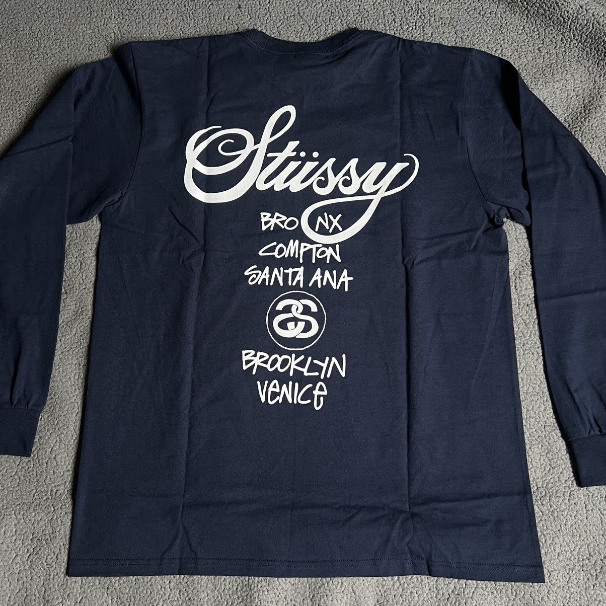 Stussy Stussy Navy Long Sleeve World Tour Tee | Grailed