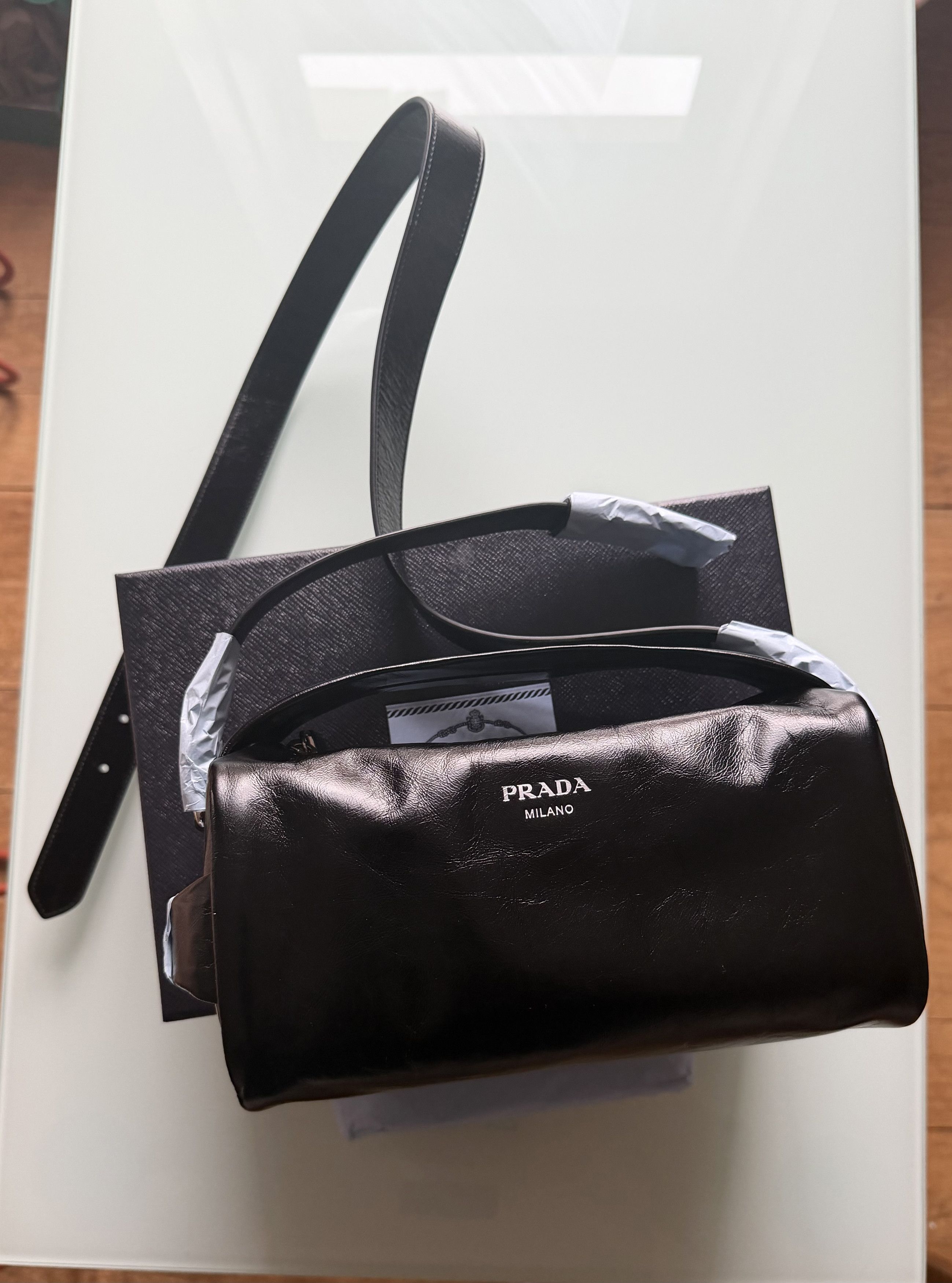 Prada Prada Black Leather Shoulder Bag MSRP $2,550 Size ONE SIZE - 1 Thumbnail