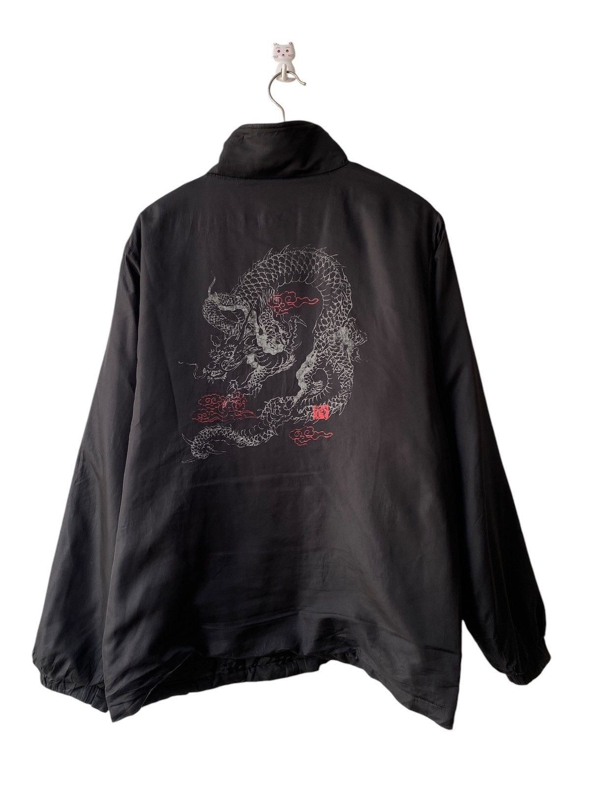 2000s - Japanese Traditional Dragon Print Zipper Jacket