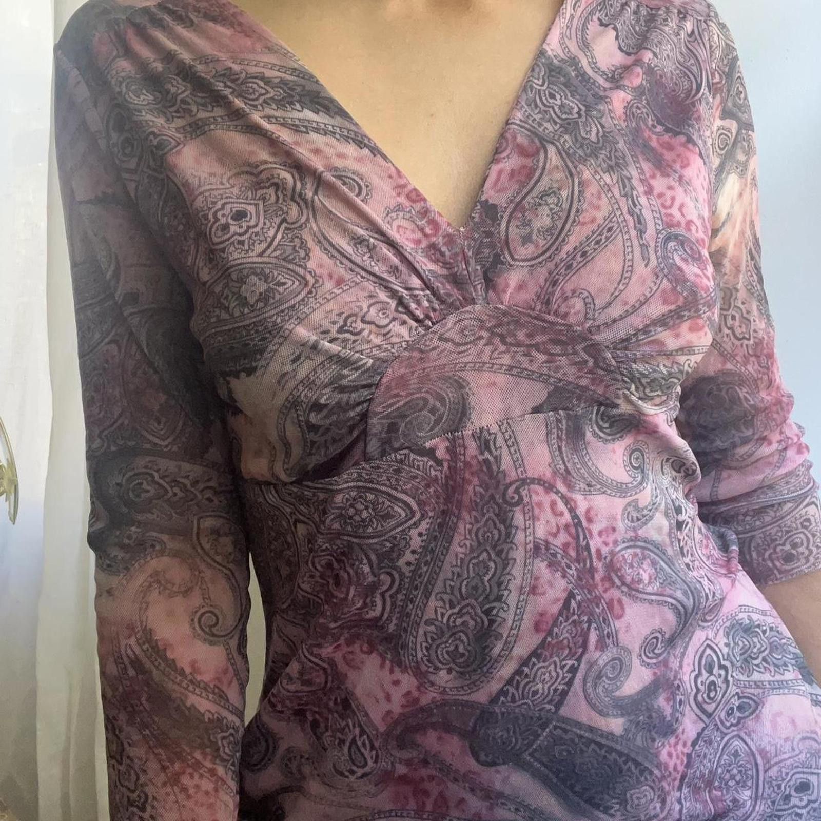 Other Pink paisley print mesh top with 3/4 sleeves #y2kfashion Size M / US 6-8 / IT 42-44 - 6 Thumbnail