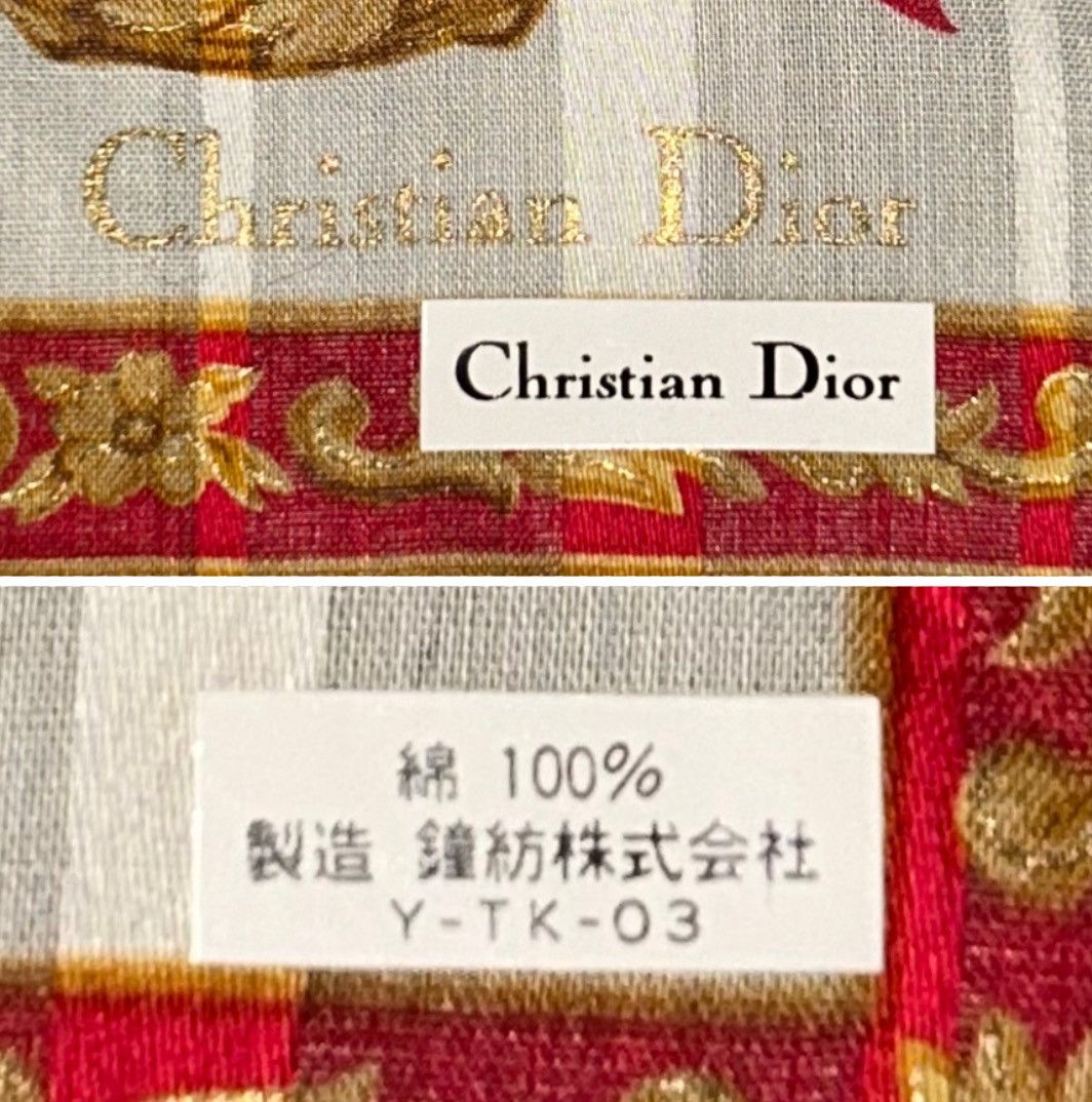 Dior Christian Dior Gold Chain Red Ribbon Cotton Handkerchief Size ONE SIZE - 3 Thumbnail