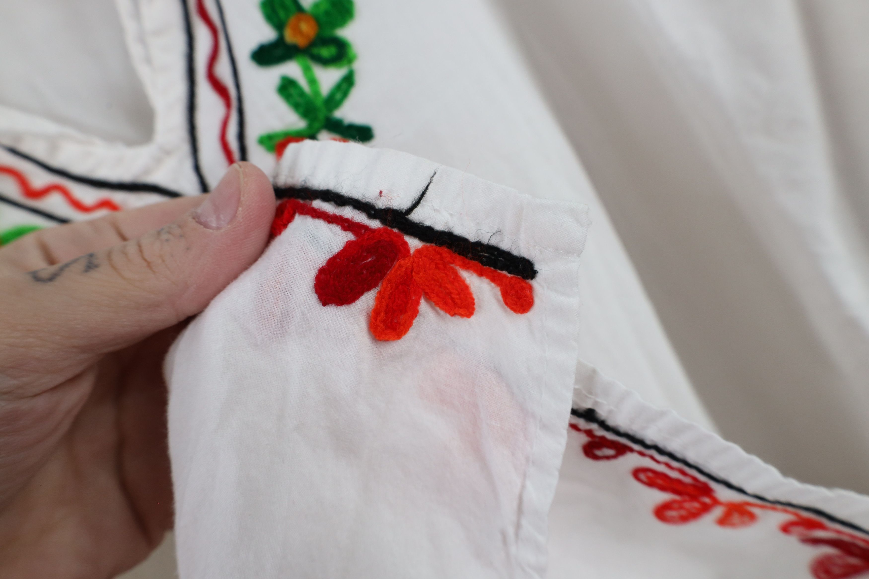 Vintage Vintage 90s Boho Chic Embroidered Blouse Top Hippy White Size XXL / US 16-18 / IT 52-54 - 10 Thumbnail