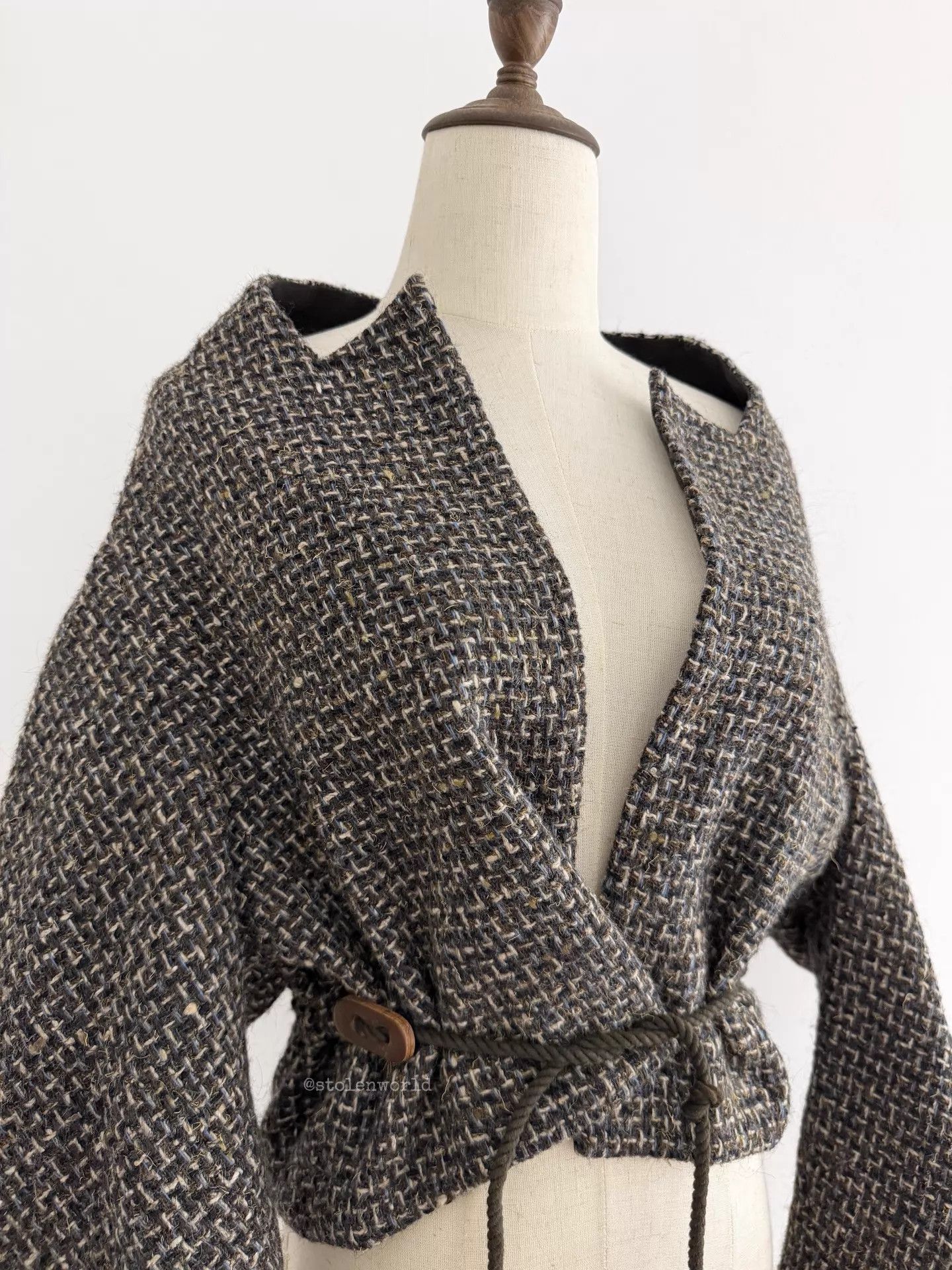 Y's Y's Yohji Wool Tweed Drawstring Short Jacket S2 Size XS / US 0-2 / IT 36-38 - 2 Thumbnail