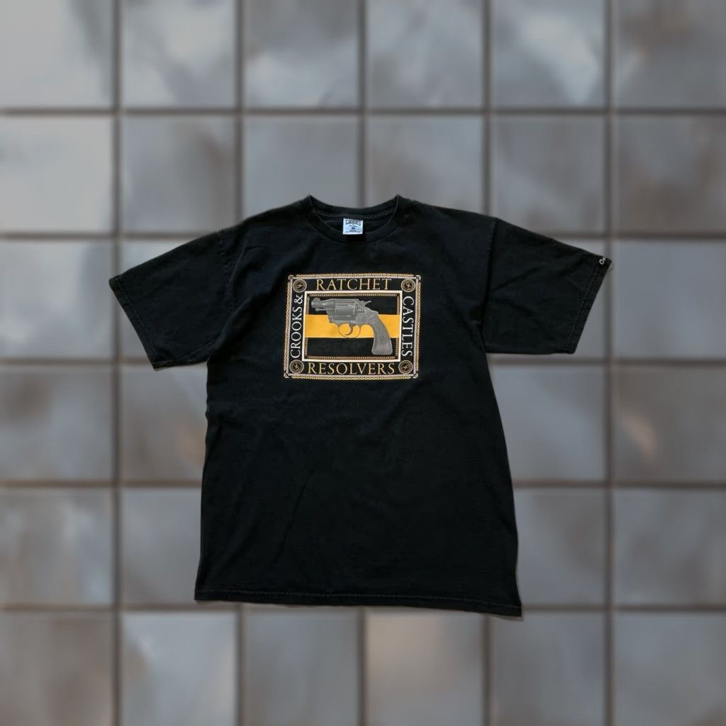 Crooks & Castles Crooks & Castles T-Shirt Box Logo Ratchet Resolvers Gun Black S/S M Mens Medium Size US M / EU 48-50 / 2 - 1 Thumbnail