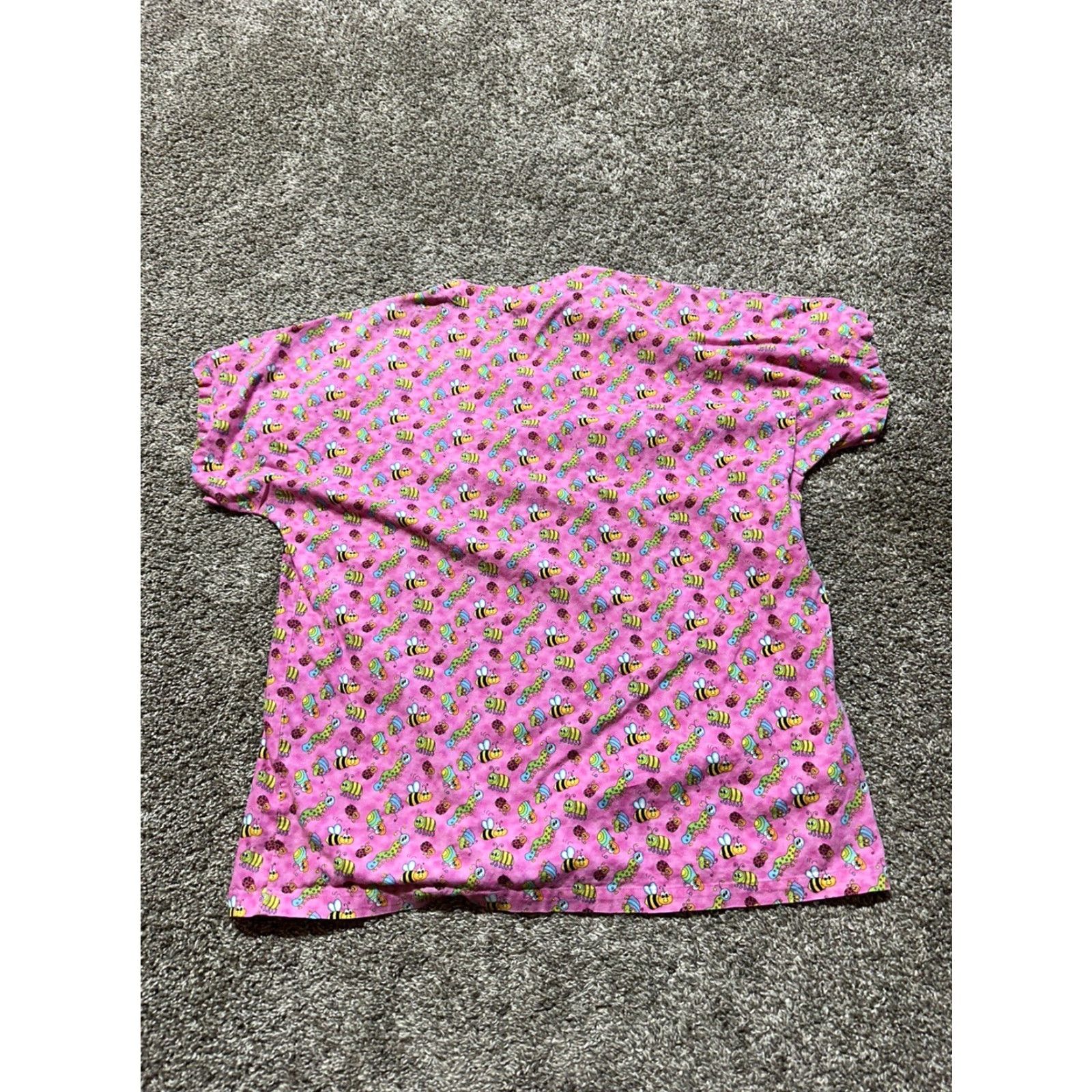 Pinko VINTAGE Scrub Top Women’s Size Oversized Small Pink Bugs Bees Ladybug Cotton Short Sleev Size S / US 4 / IT 40 - 6 Thumbnail