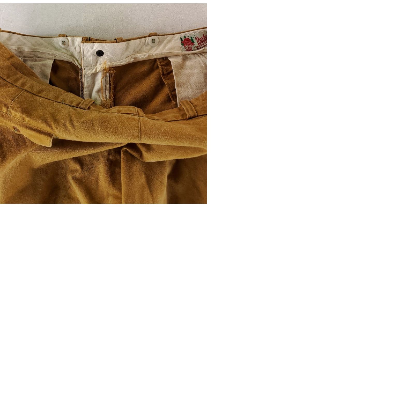 Vintage VINTAGE Duxbak Hunting Pants Suspender Brown Mens 37x29 Sanforized 40s Canvas Field Inseam 29 May be worn staining fading pilling Size US 37 - 11 Thumbnail