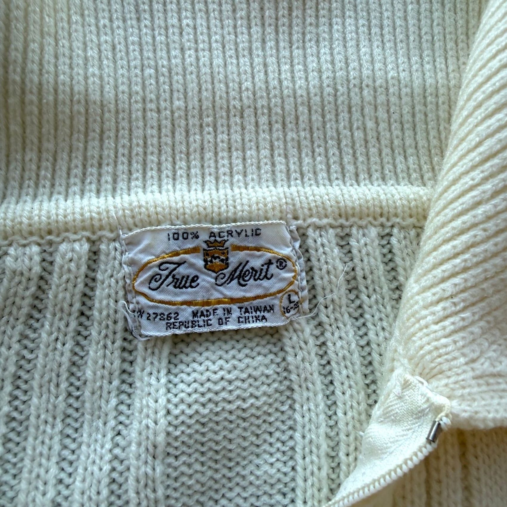 Vintage VINTAGE Y2K White Ribbed Knit Longsleeve 1/4 Zip Fisherman Women's Sweater L Size L / US 10 / IT 46 - 3 Thumbnail