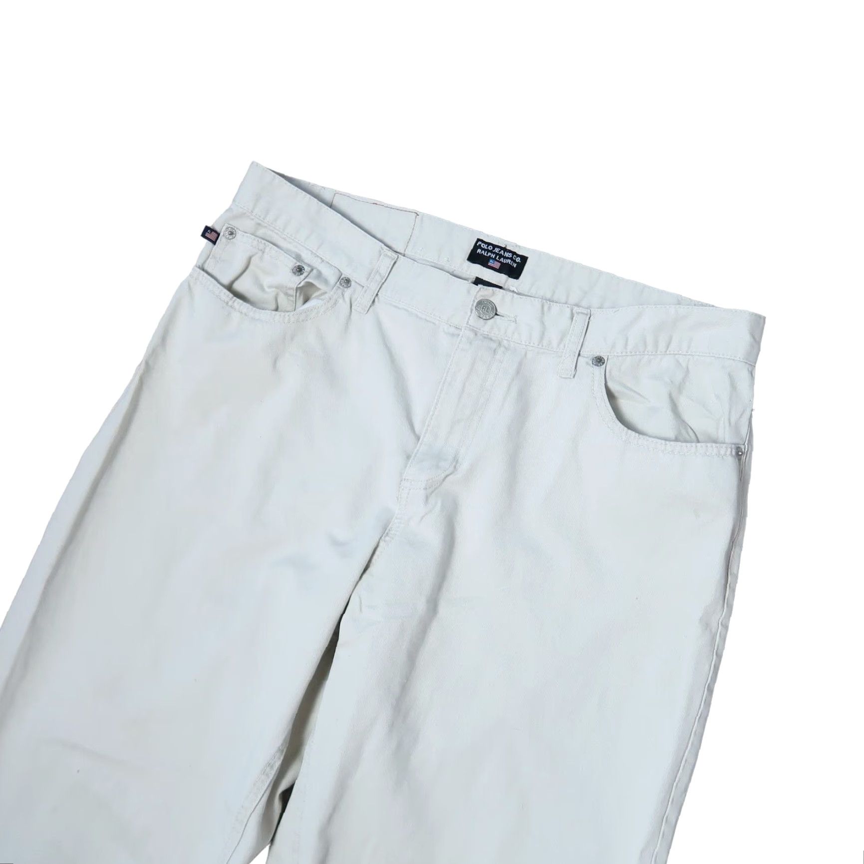 Ralph Lauren VINTAGE Polo Jeans Ralph Lauren Cream 14 Pants 1990s Cotton Straight Leg Grunge Mens Size 36" / US 14 / IT 50 - 2 Thumbnail