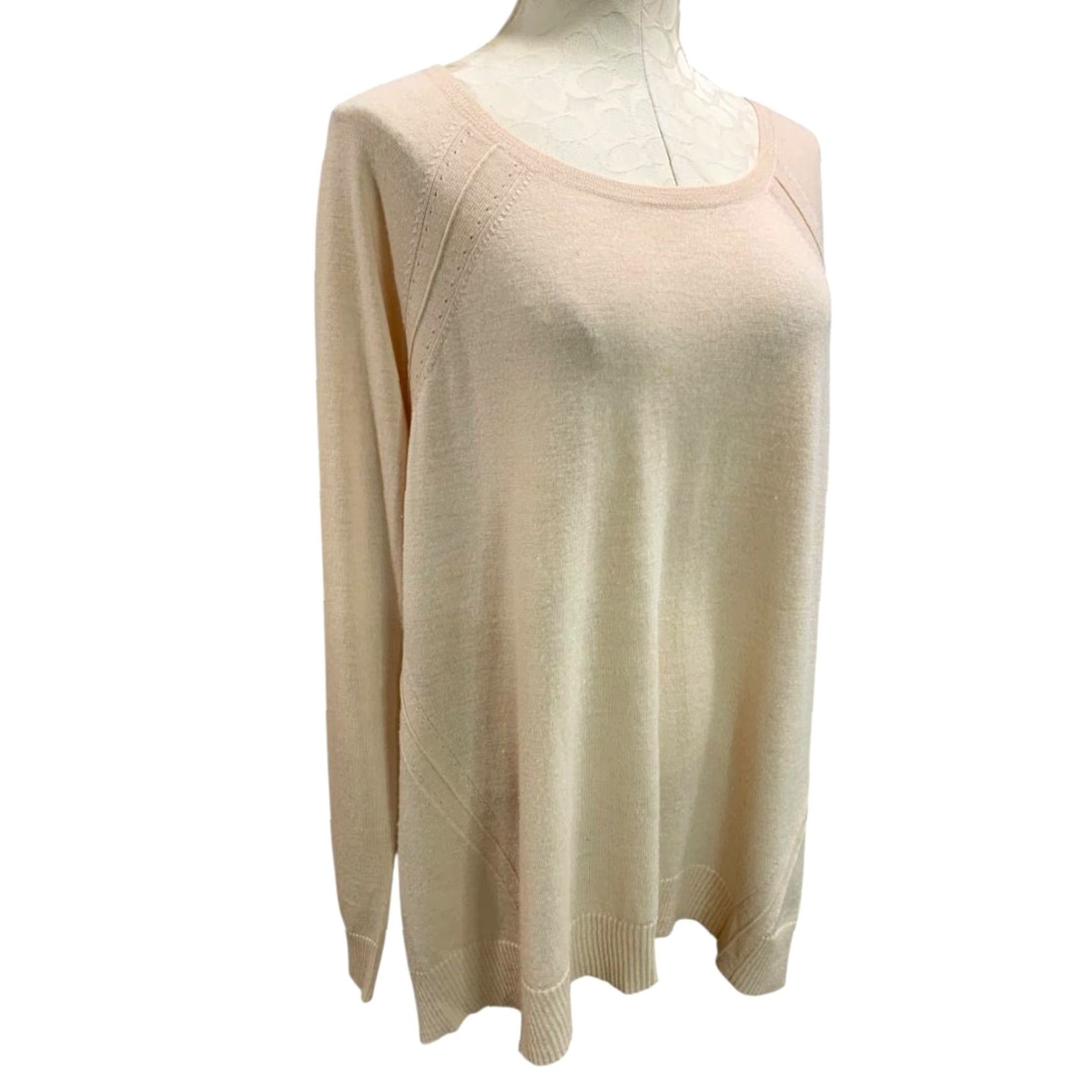 Eileen Fisher Womens Sweater Italian Yarn Beige Lightweight XL