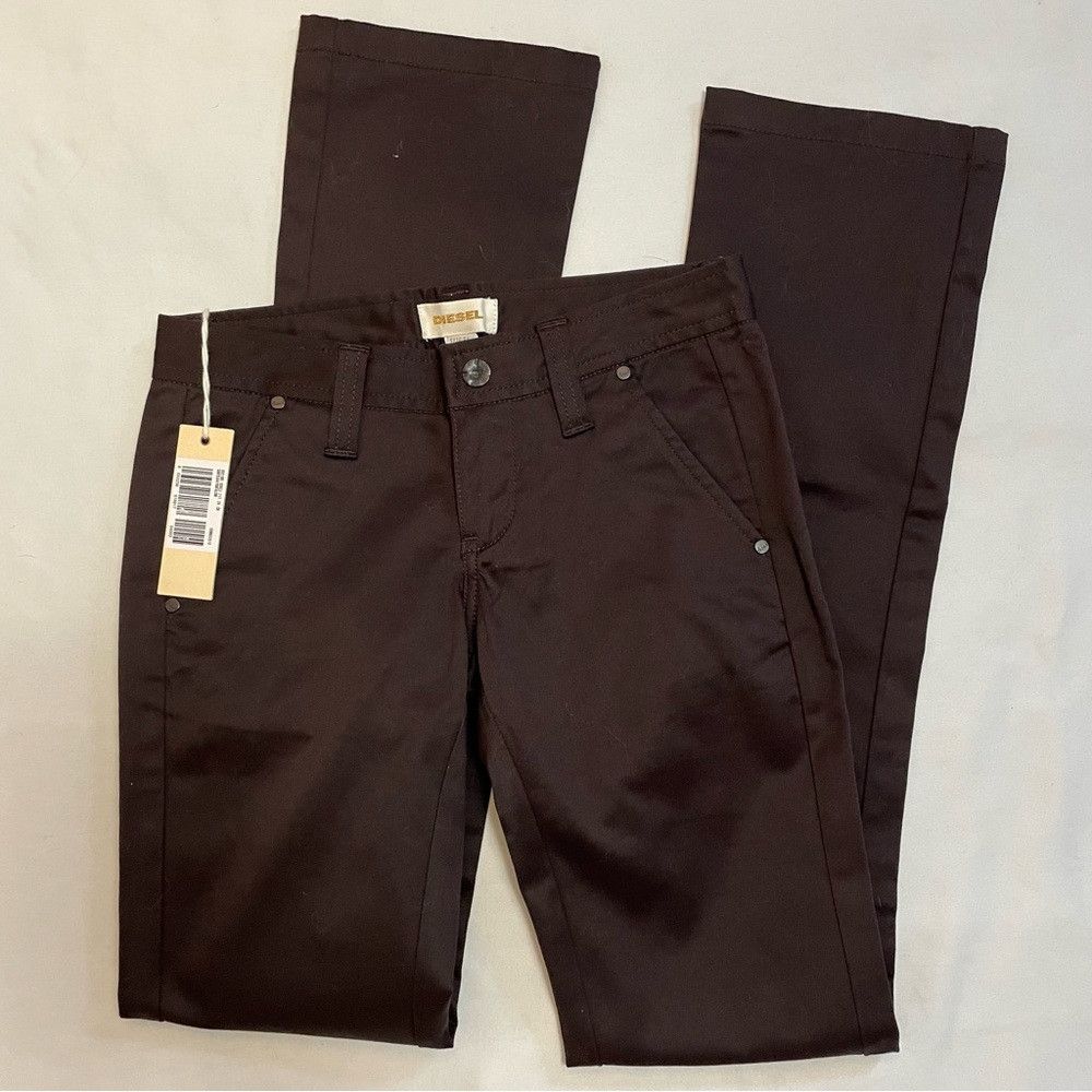 Diesel NWT New Diesel Straight Leg Cotton Brown Pants Size 24 Size 24" / US 00 / IT 34 - 1 Thumbnail