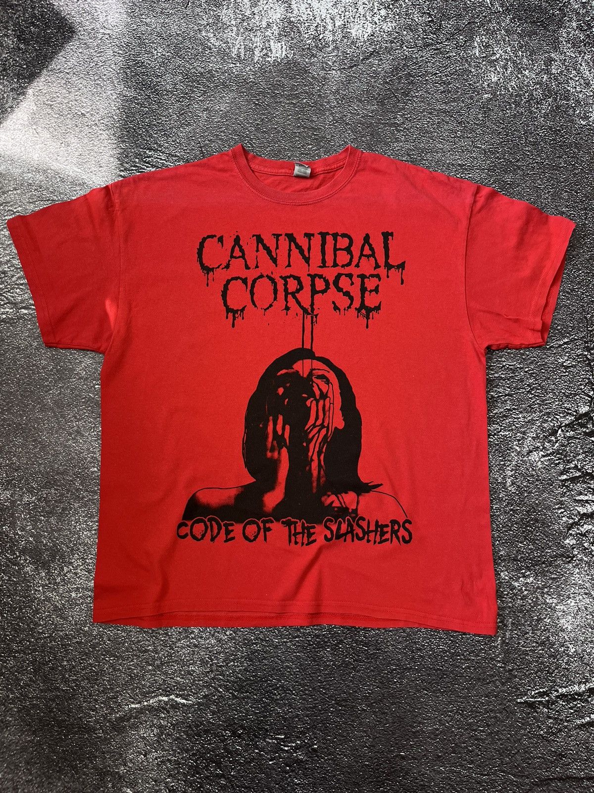 Band Tees Cannibal Corpse Code of The Slashers Red T-Shirt Large Size US XL / EU 56 / 4 - 1 Thumbnail