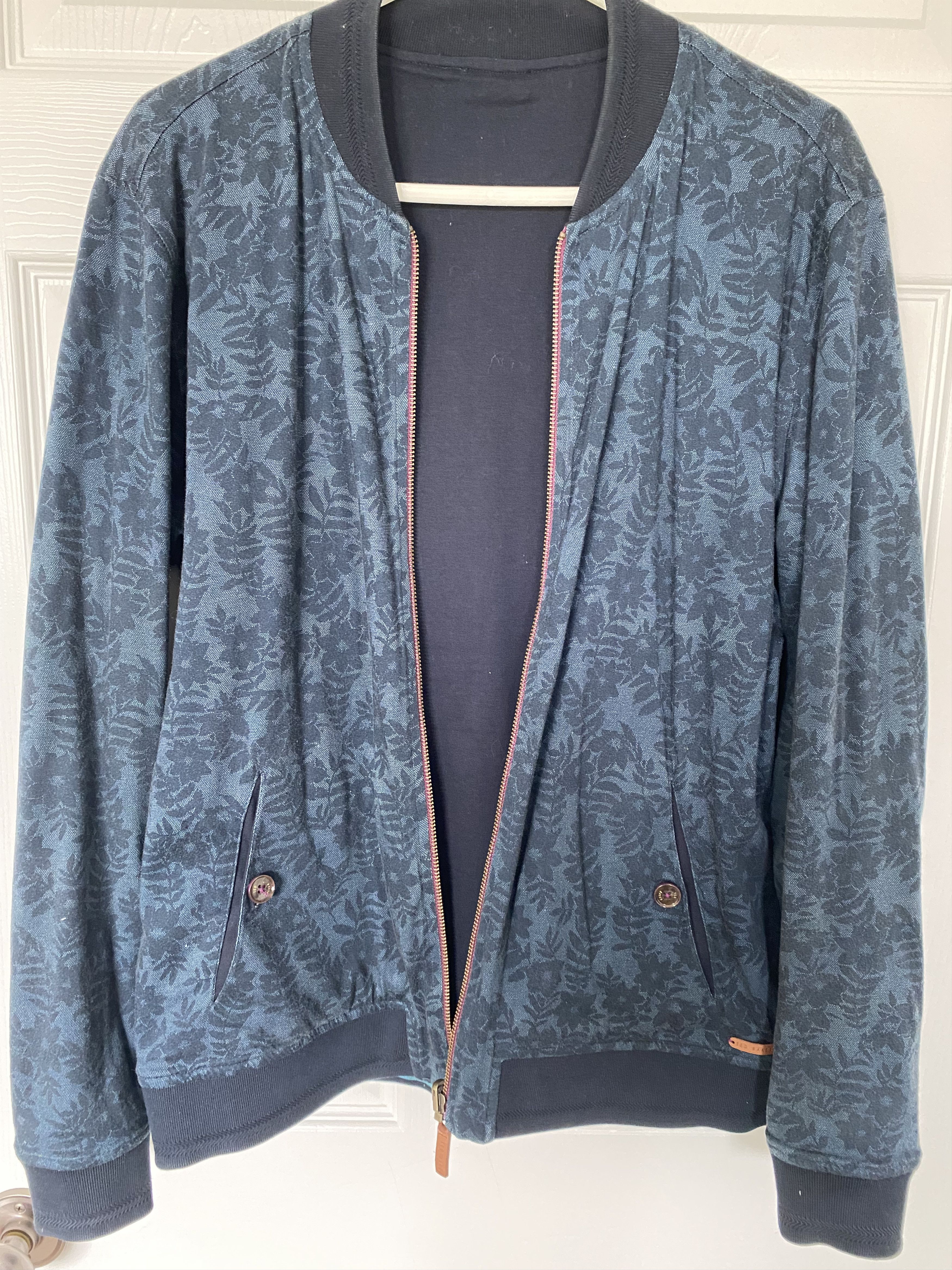Ted Baker Ted Baker Reversible Bomber Jacket Navy & Floral |Size 4| Size US L / EU 52-54 / 3 - 1 Thumbnail