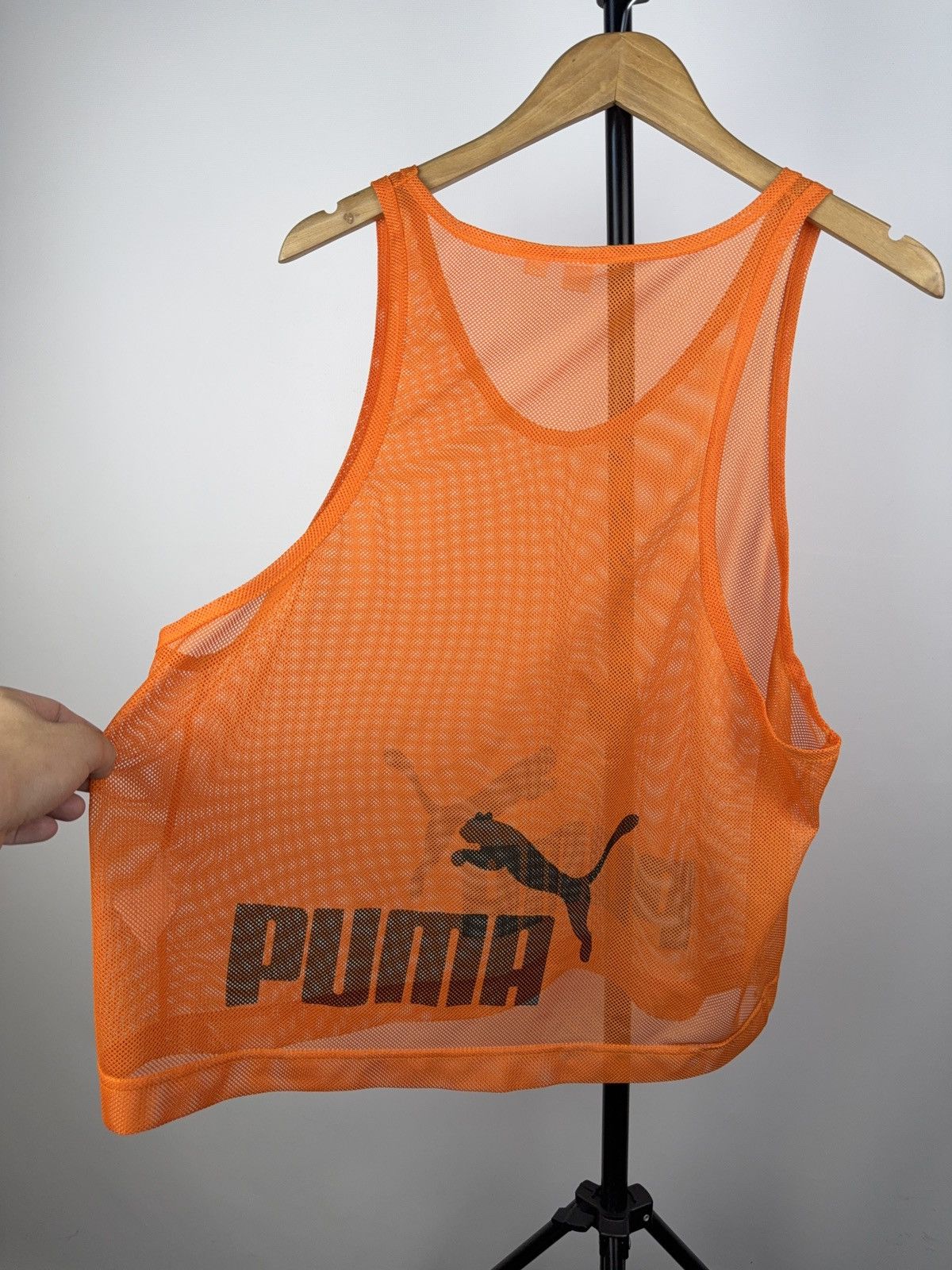 Puma Vintage 90s Puma Orange Mesh Training Bib Tank Jersey Vest Size US S / EU 44-46 / 1 - 6 Thumbnail