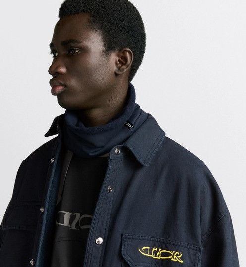 Dior o1w1db11025 513D583 Cotton Denim Overshirt in Navy Blue Size US L / EU 52-54 / 3 - 6 Thumbnail